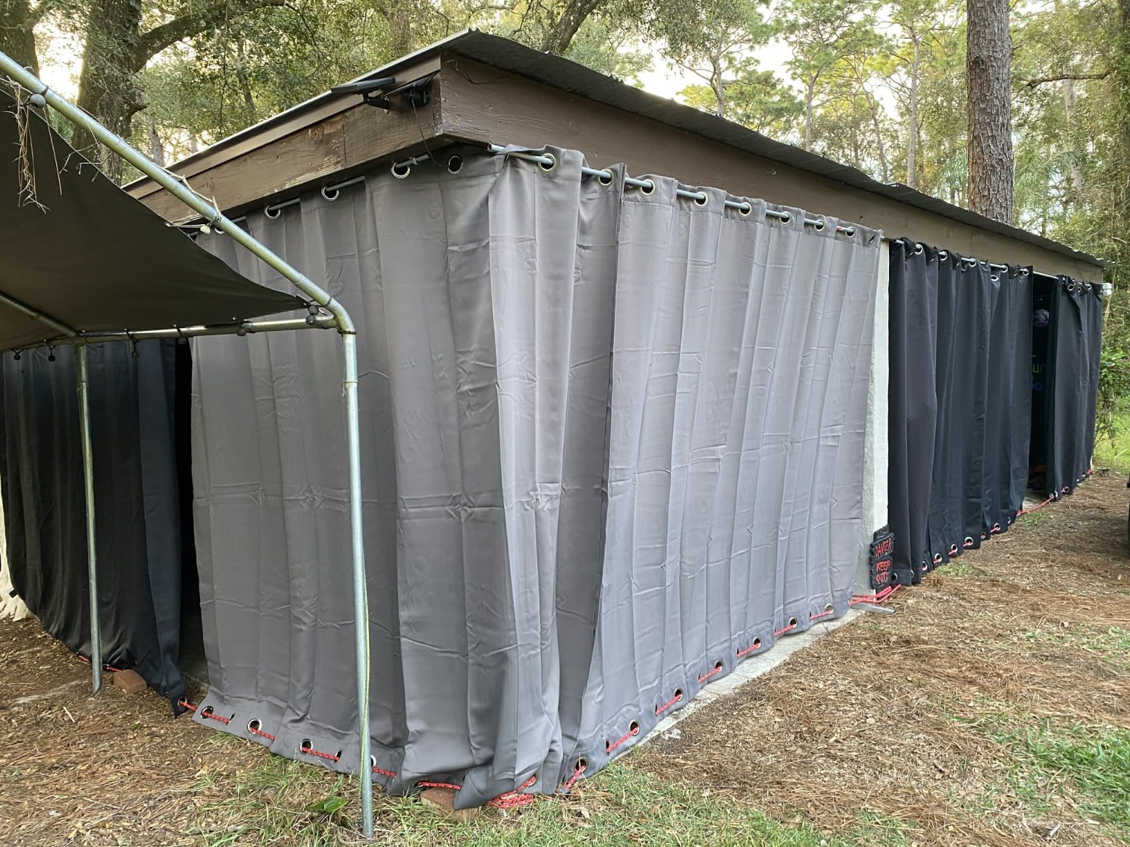 RYB HOME 2 Panels Outdoor Patio Curtains - Weighted Waterproof Drapes Blackout Shades Thermal Insulated Privacy Windproof Draperies for Gazebo Porch Sliding Door, Biscotti Beige, W52 x L84 - Customer Photo 2