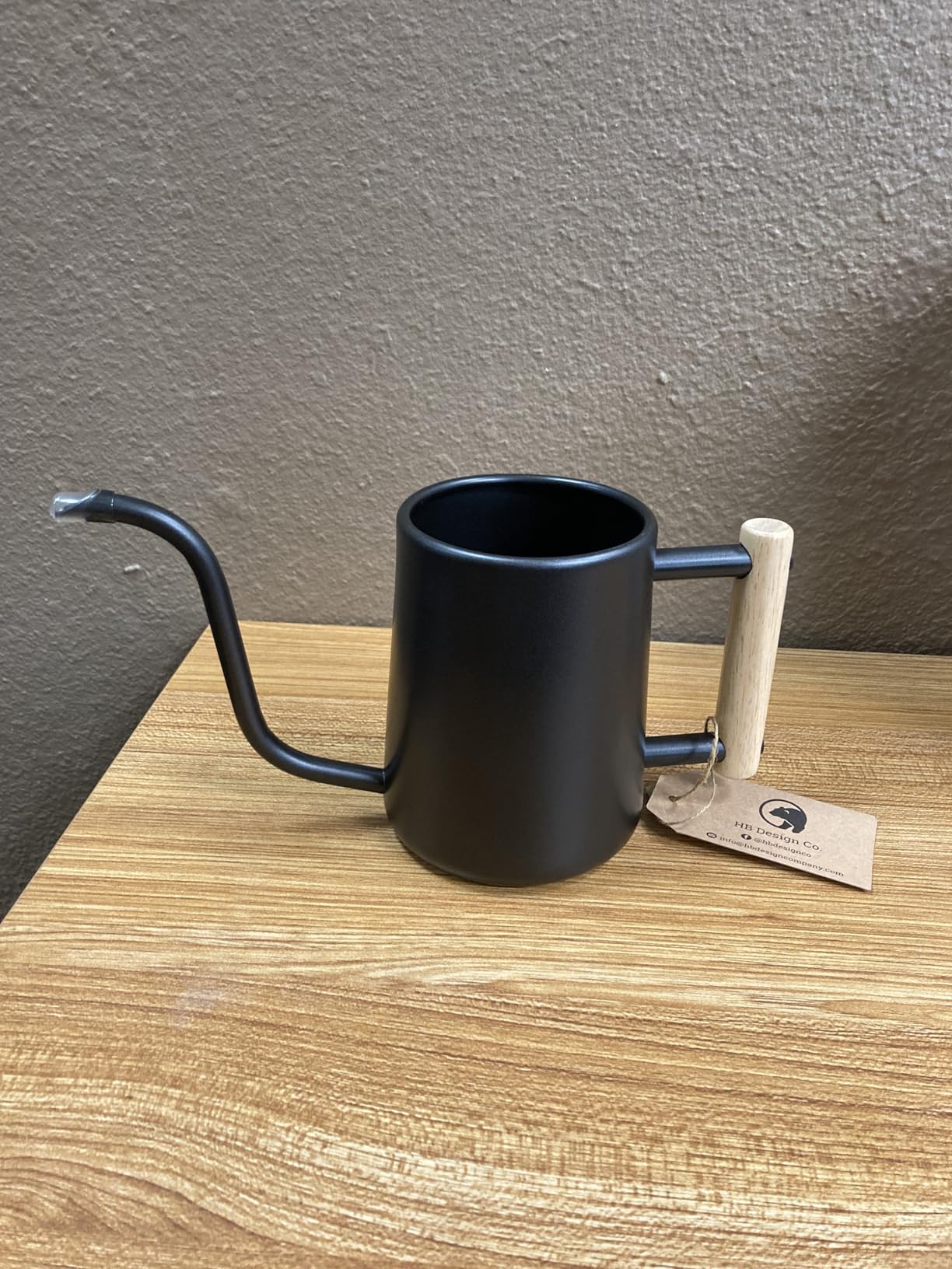 35 Ounce Metal Small Indoor Watering Can with Long Spout & Real Wood Handle for House Plants, Succulents, Cacti & Seedlings - Black Long Spout Watering Can Indoor Plants - Gentle Flow & No Spills - Customer Photo 1