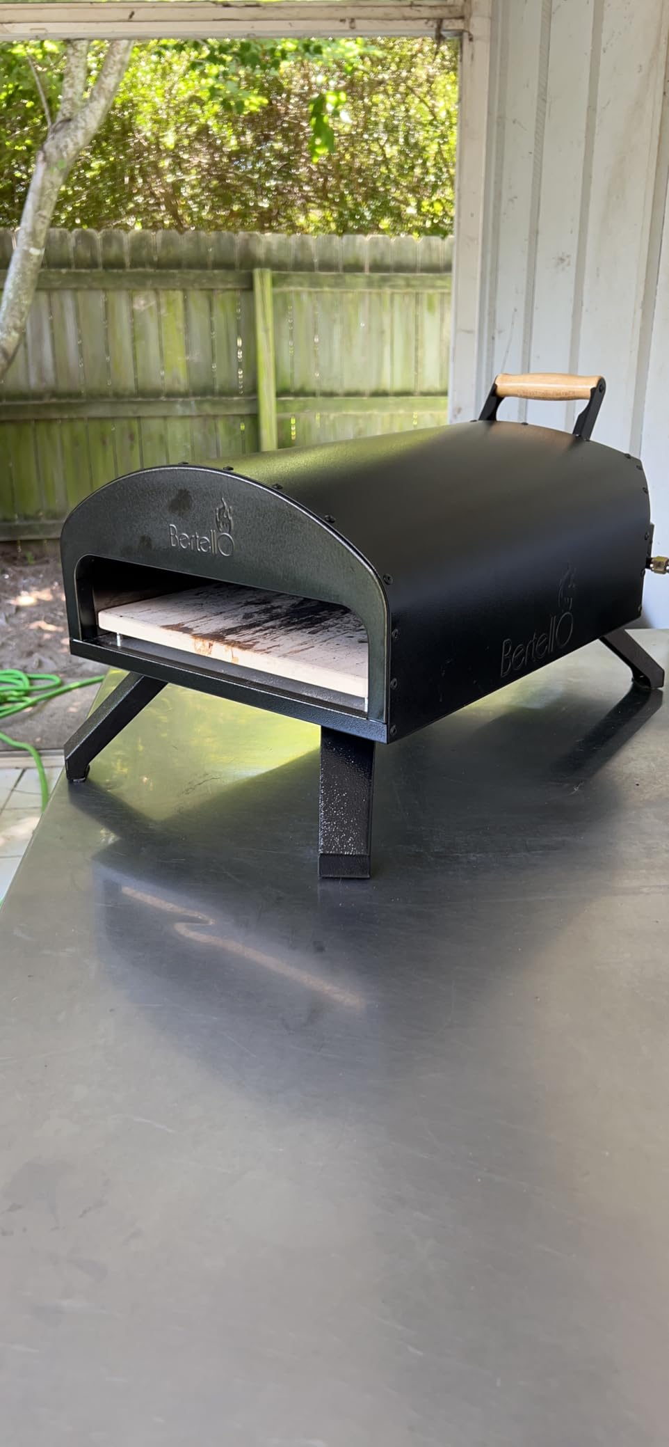 Bertello SimulFIRE Outdoor Pizza Oven Bundle - Wood Fire Portable 12 inch Brick Oven with Gas Burner, Peel, Wood Tray, Cover, & Thermometer - Portable Pizza Maker - As Seen on SHARK TANK - Customer Photo 1