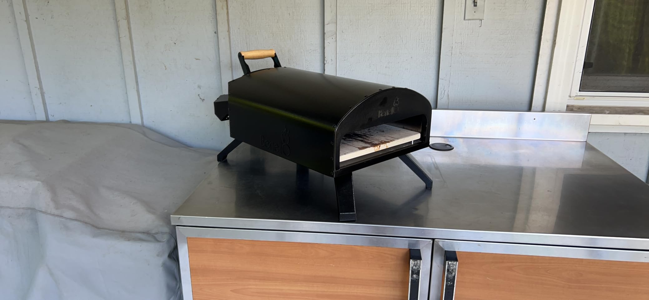 Bertello SimulFIRE Outdoor Pizza Oven Bundle - Wood Fire Portable 12 inch Brick Oven with Gas Burner, Peel, Wood Tray, Cover, & Thermometer - Portable Pizza Maker - As Seen on SHARK TANK - Customer Photo 2