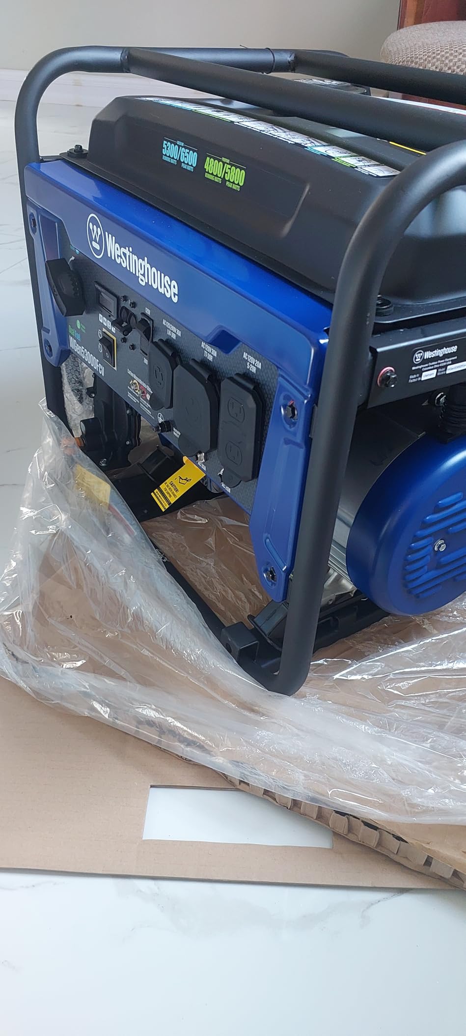 Westinghouse 6500 Watt Dual Fuel Home Backup Portable Generator, Transfer Switch Ready 30A Outlet, RV Ready 30A Outlet, CO Sensor Customer Review Westinghouse 6500 Watt Dual Fuel Home Backup Portable Generator, Transfer Switch Ready 30A Outlet, RV Ready 30A Outlet, CO Sensor - Customer Photo 2