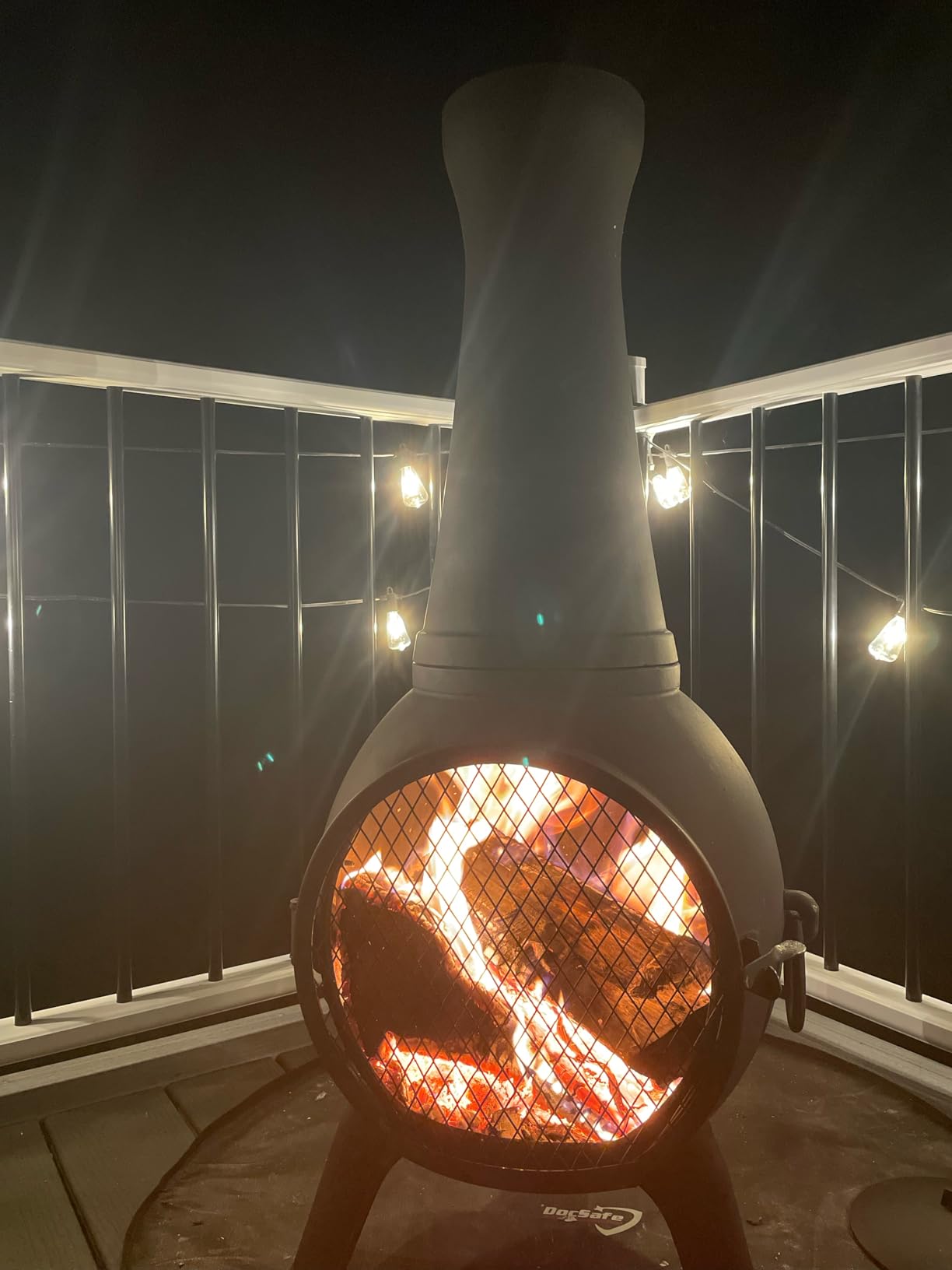 The Blue Rooster Prairie Fire Chiminea Outdoor Fireplace - Wood Burning Cast Aluminum Deck or Patio Firepit 44