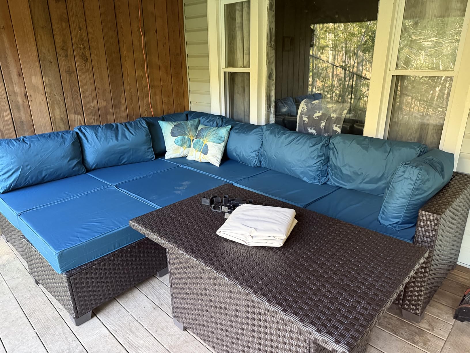 9 Pieces Wicker Patio Furniture Set Outdoor PE Rattan Sectional Conversation Sofa Set with Grey Cushions and Storage Table - Customer Photo 2