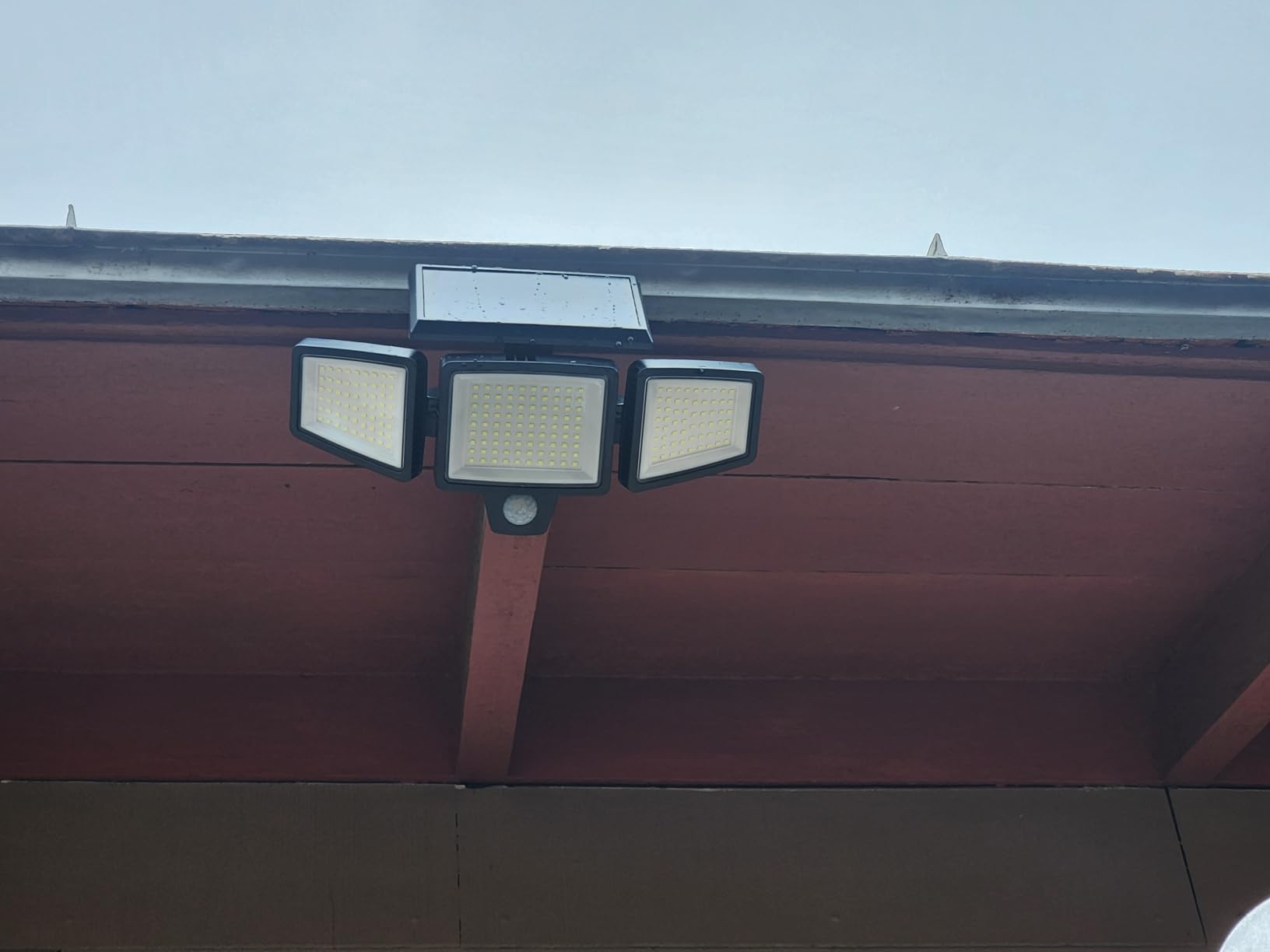 Tuffenough Solar Outdoor Lights 2500LM 210 LED Security Lights with Remote Control,3 Heads Motion Sensor Lights, IP65 Waterproof,270° Wide Angle Flood Wall Lights with 3 Modes(2 Packs) - Customer Photo 1