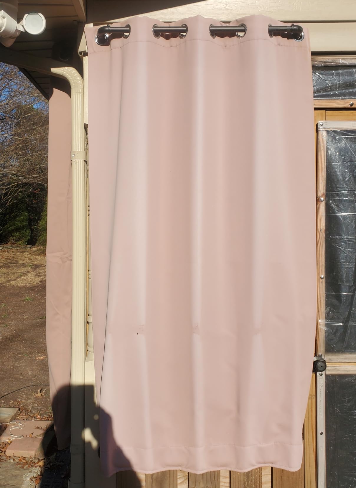 NICETOWN 2 Panels Weighted Blackout Curtains Patio Waterproof Outdoor Curtains, Thermal Insulated Top & Bottom Grommet & Back Tab Wind-Break Drapes Privacy for Pergola, W52 by L84, Tan-Khaki - Customer Photo 2