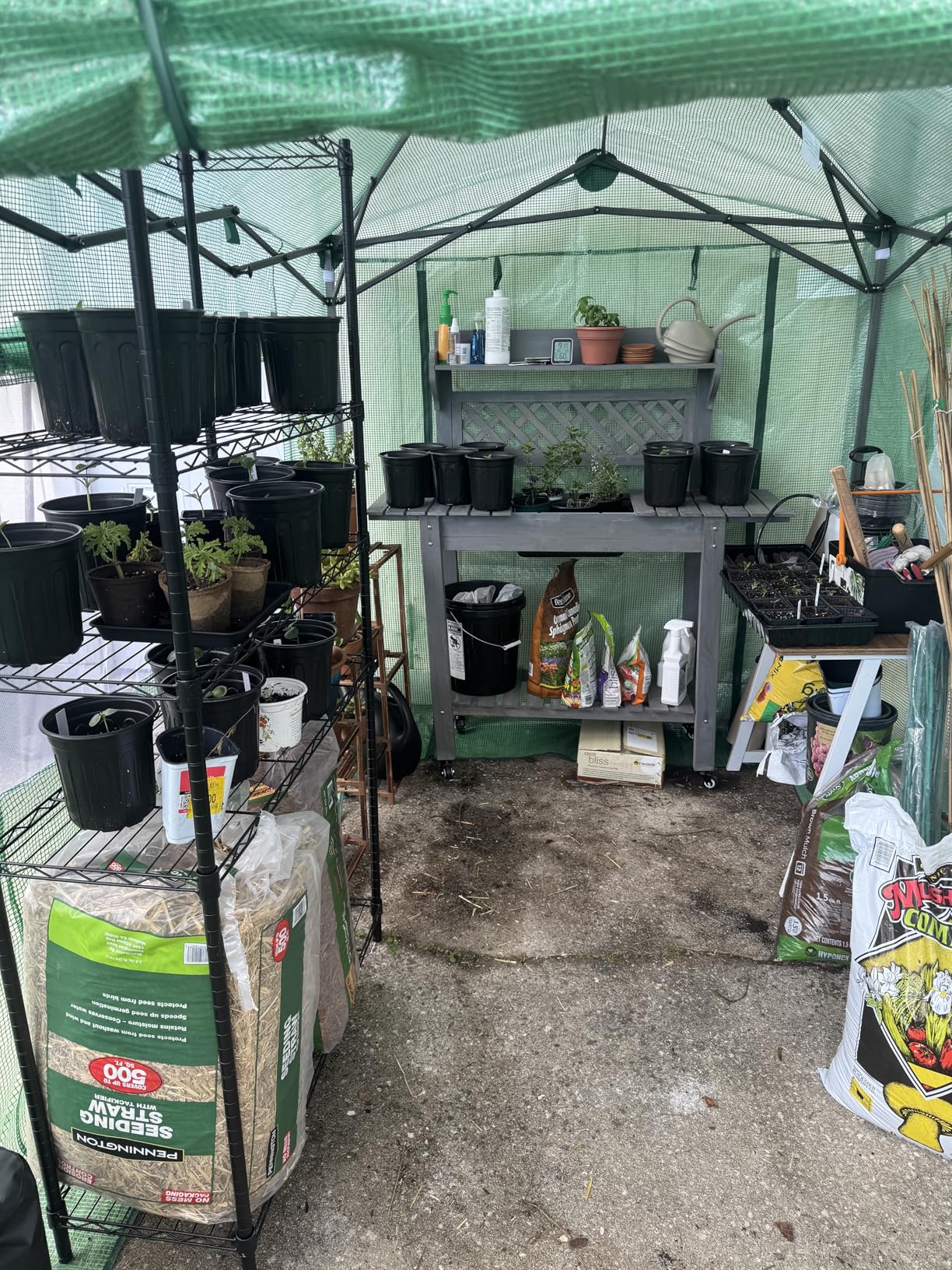 Yaheetech Potting Bench Table Outdoor Garden Potting Table Wooden Workstation w/Sliding Tabletop Removable Sink w/Storage Shelf Flower Pot Bench Mobile Garden Potting Bench Gray - Customer Photo 2