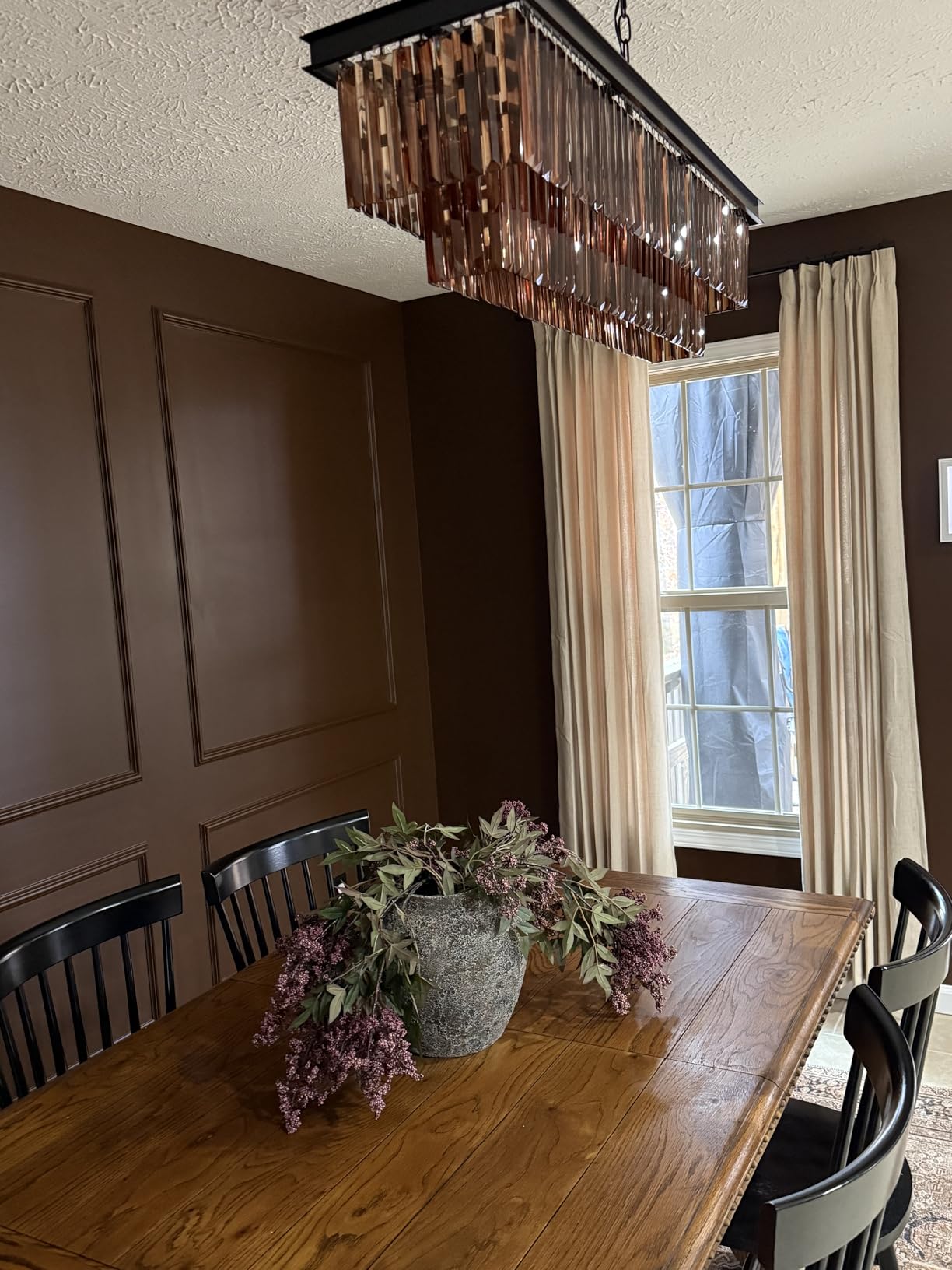 Weesalife Crystal Chandeliers for Dining Room 11-Light Black Modern Chandelier Rectangle Contemporary Pendant Light Fixture for Kitchen Island Bar L33.5 Inch - Customer Photo 2