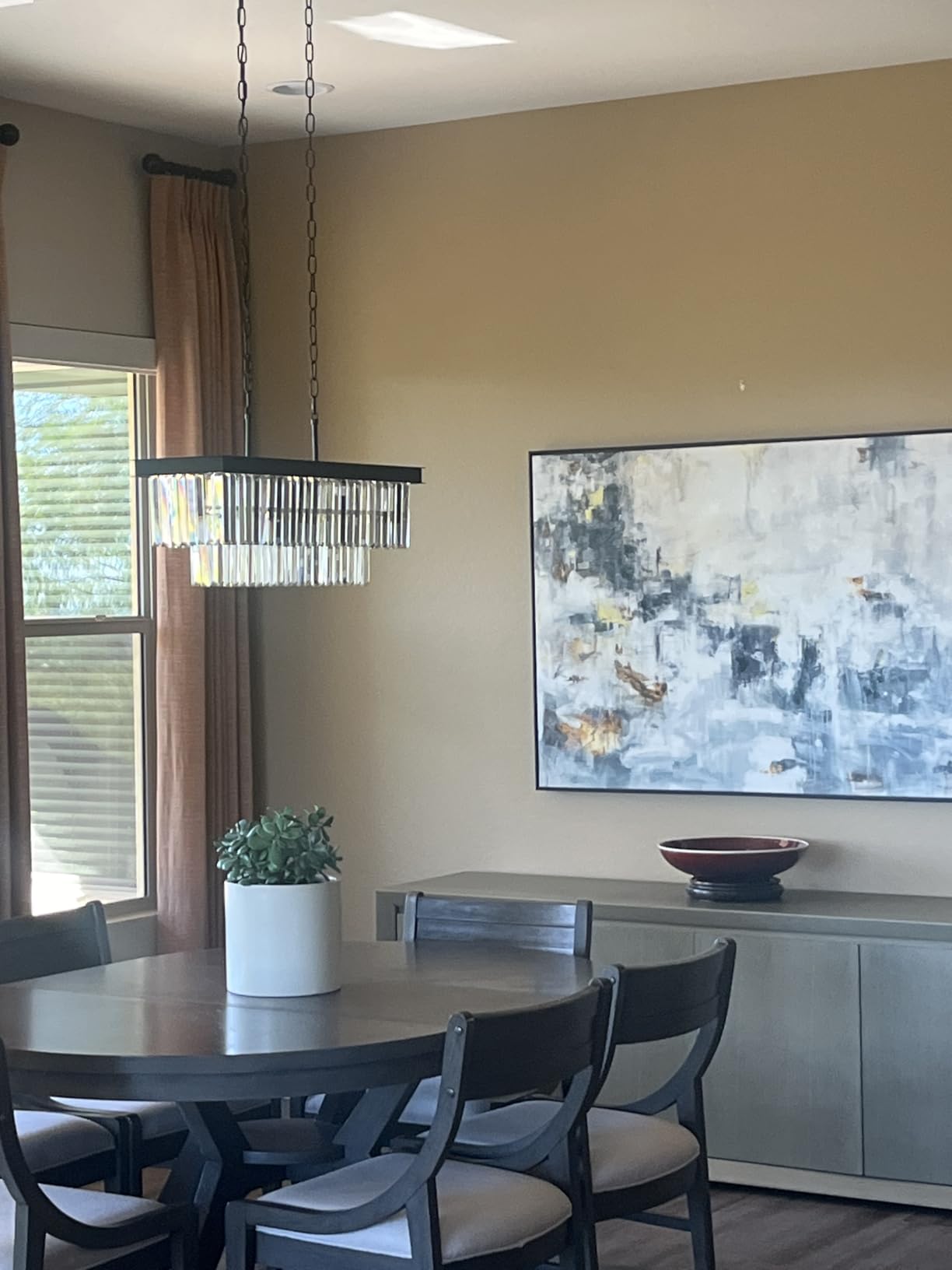 Weesalife Crystal Chandeliers for Dining Room 11-Light Black Modern Chandelier Rectangle Contemporary Pendant Light Fixture for Kitchen Island Bar L33.5 Inch - Customer Photo 4