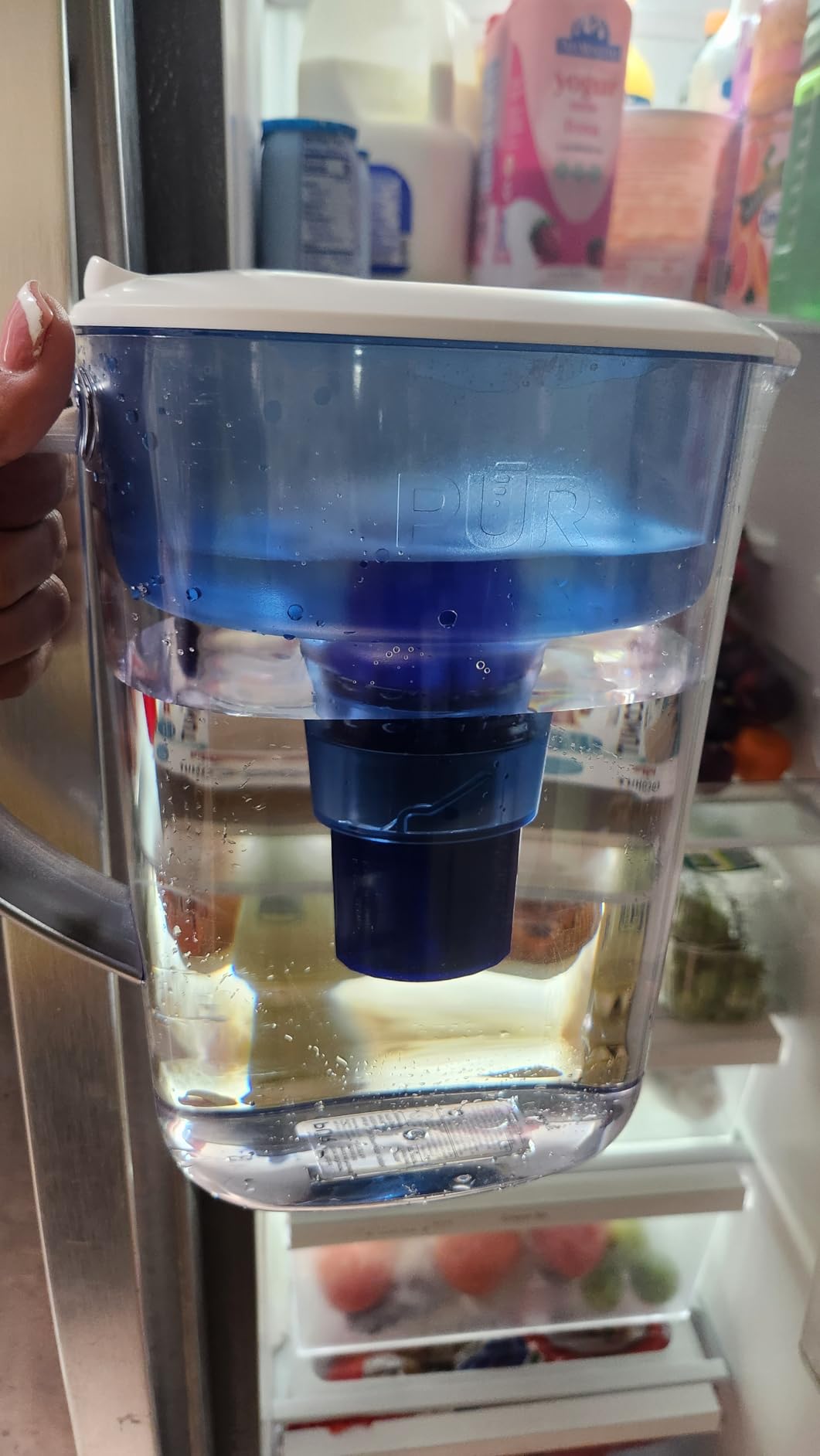 PUR 7-Cup Water Filter Pitcher, Cleaner, Great-Tasting Water, Dishwasher Safe, Powerful, Faster Filtration, LockFit Cap Design - White - Customer Photo 1