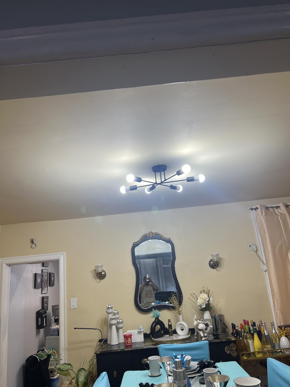 Modern Sputnik Chandelier 6-Light Industrial Ceiling Lights Fixture 22