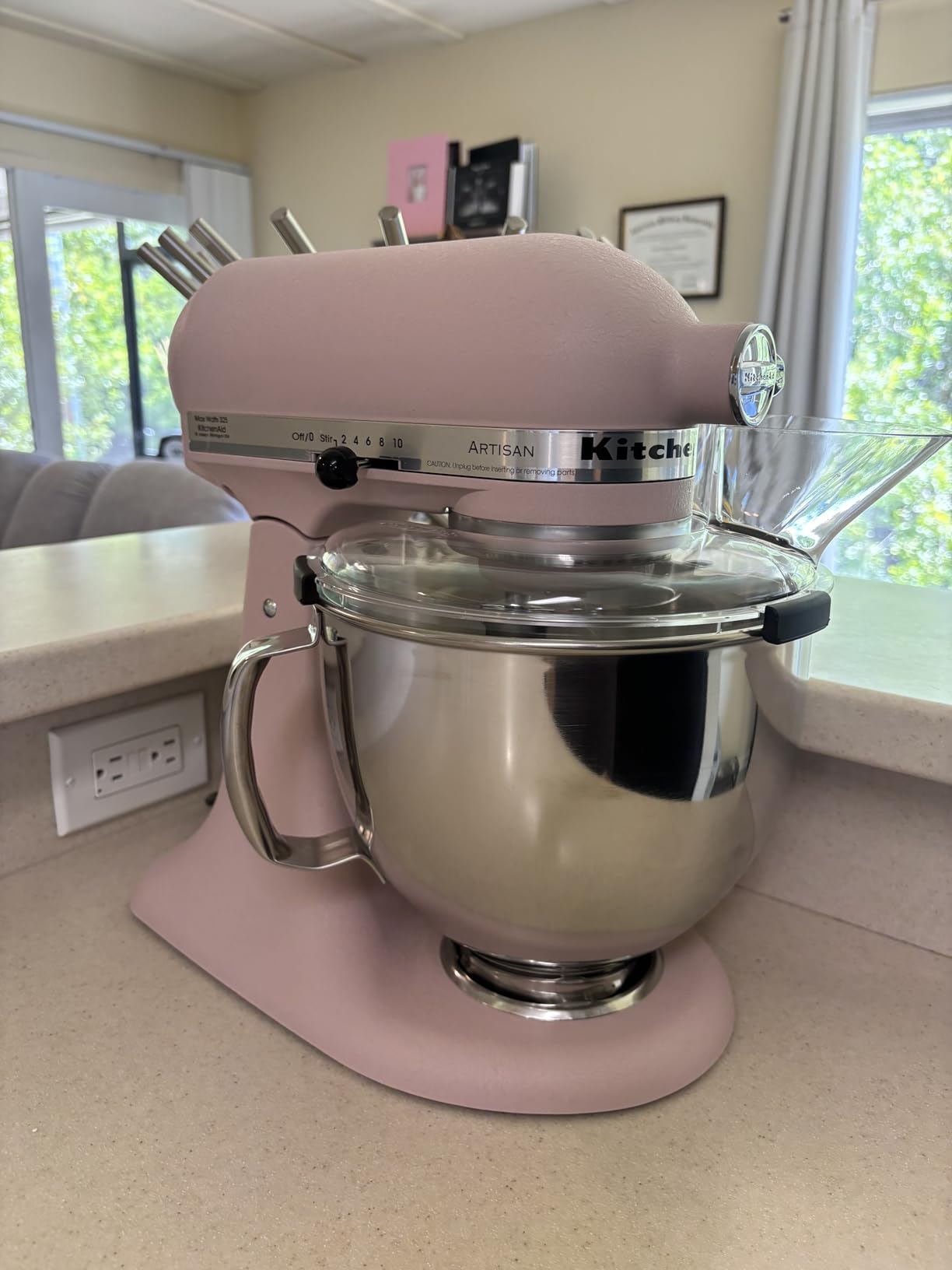 KitchenAid Artisan Series 5 Quart Tilt Head Stand Mixer with Pouring Shield KSM150PS, Feather Pink - Customer Photo 1
