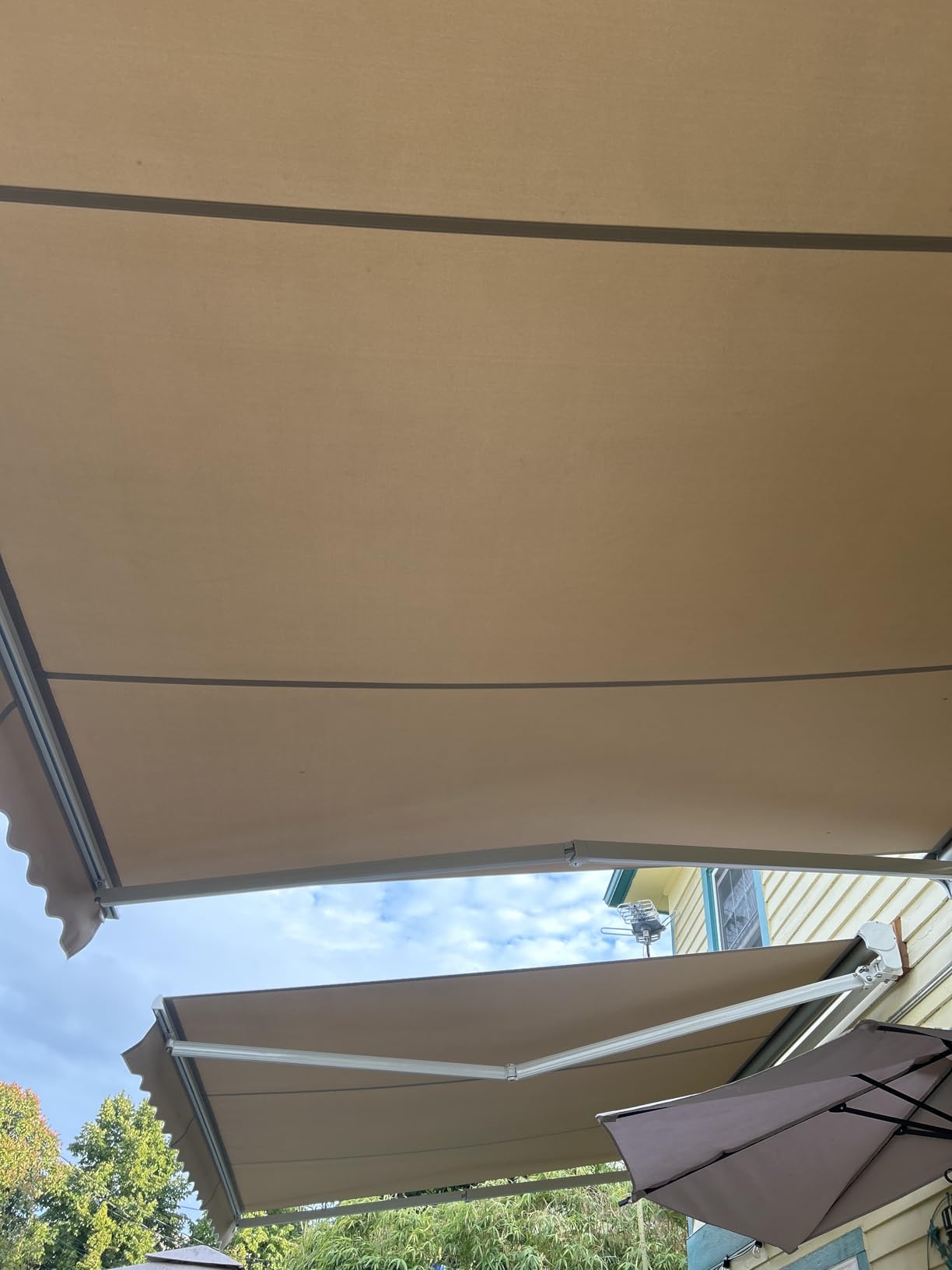 Diensweek 12'x10' Patio Awning Retractable, Fully Assembled Motorized Electric Commercial Grade - Quality 100% Dope-Dyed Acrylic Window Door Sunshade Shelter - Deck Canopy Balcony (12'x10', Beige) - Customer Photo 1