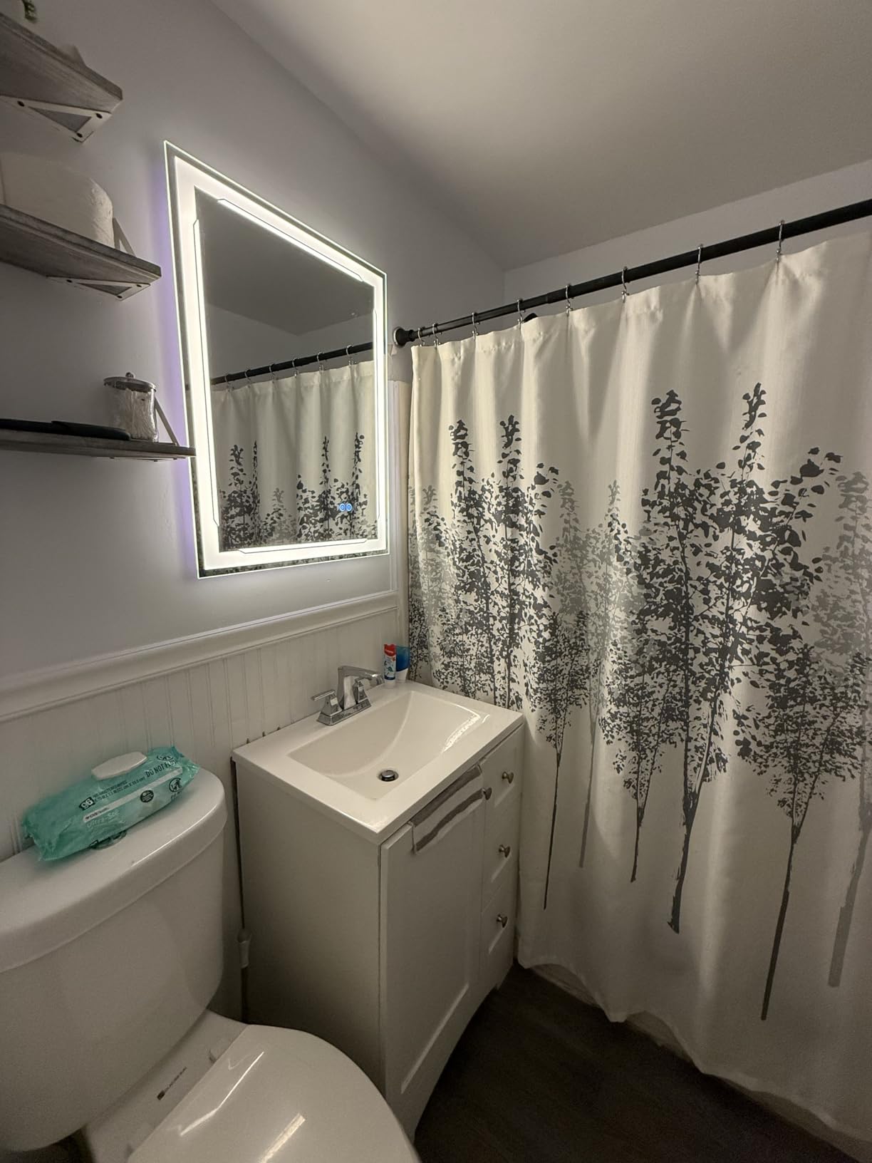 24''X32'' LED Bathroom Mirror with Lights, Built-in Bluetooth Speaker, Anti-Fog Dimmable 3 Lights Setting Backlit + Front Lit, Lighted Vanity Makeup Wall Mirrors, Shatter-Proof IP65 Waterproof - Customer Photo 1