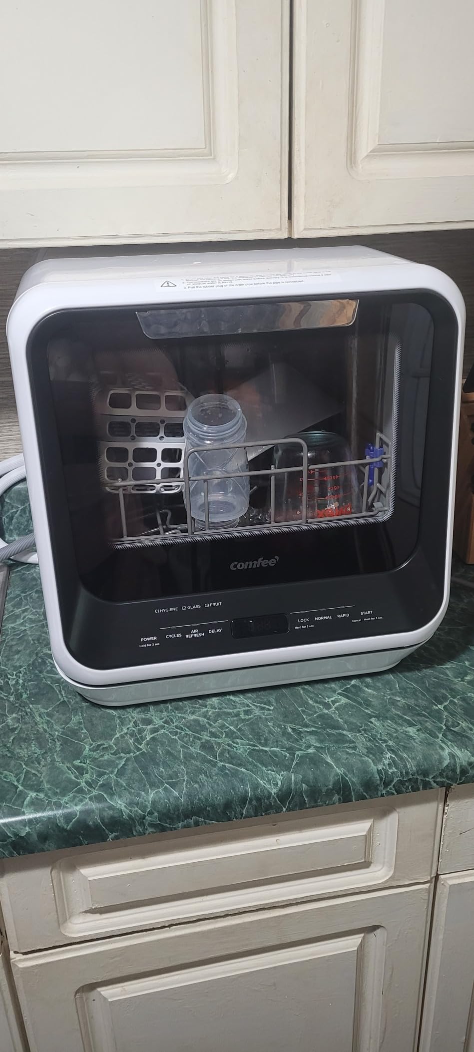 COMFEE' Portable Mini Dishwasher Countertop with 5L Built-in Water Tank for Apartments& RVs, No Hookup Needed, 6 Programs, 360° Dual Spray, 162℉ High-Temp& Air-Dry Function - Customer Photo 1