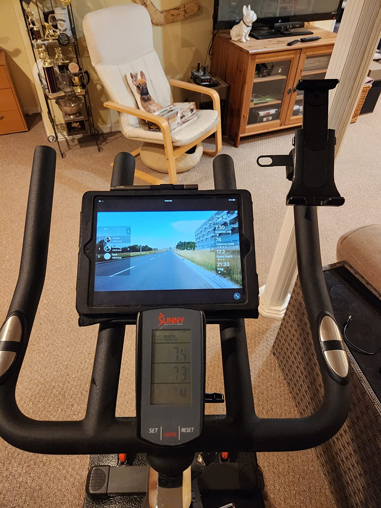 Sunny Health & Fitness Magnetic Exercise Bike, 44LB Flywheel & 300LB Weight Capacity for Intensive Home Workout, Indoor Cardio Training w/4-Way Adjustable Seat, Optional Free SunnyFit App Connection - Customer Photo 4