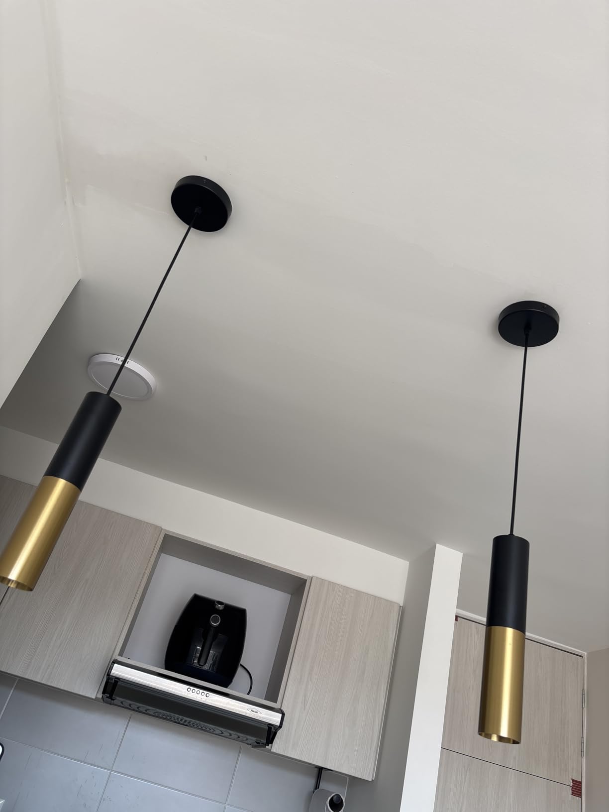 Omgomne Modern Mini Pendant Light Set of 3, Metal Gold Black Pendant Ceiling Lamps Fixture with LED Bulb Hanging Light for Kitchen Island Living Room Bedroom Cafe Bar - Customer Photo 1