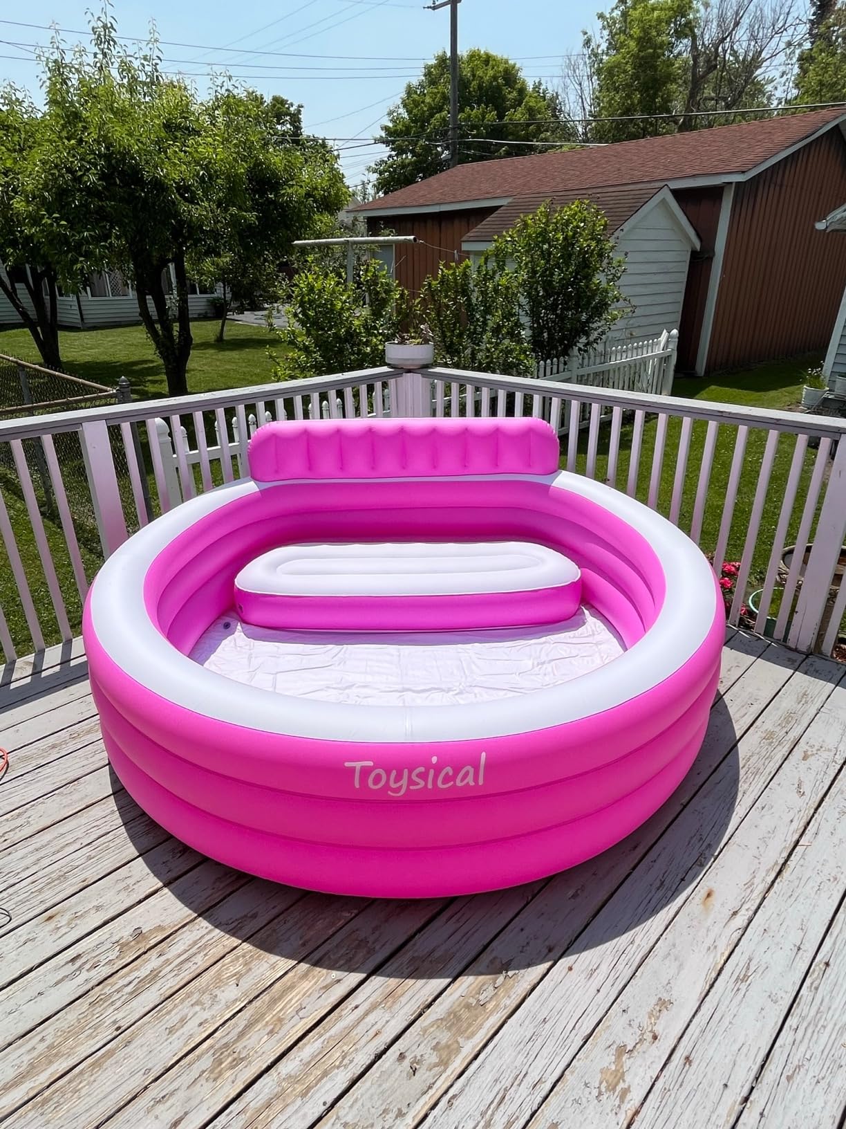 Toysical Round Lounge Inflatable Pool with Seats and Backrest for Kids, Family and Adults, 