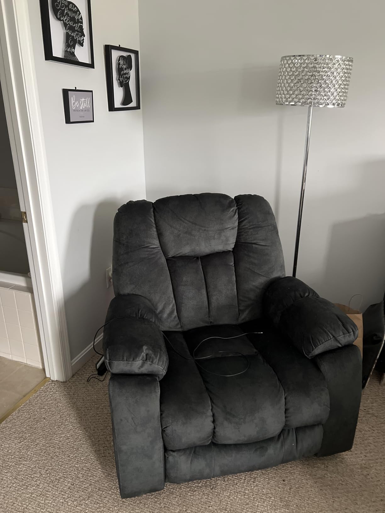 CANMOV Large Power Lift Recliner Chair with Massage, Heat, and USB for Elderly, Overstuffed Wide Recliners, Heavy Duty and Safety Motion Reclining Mechanism, Gray - Customer Photo 1