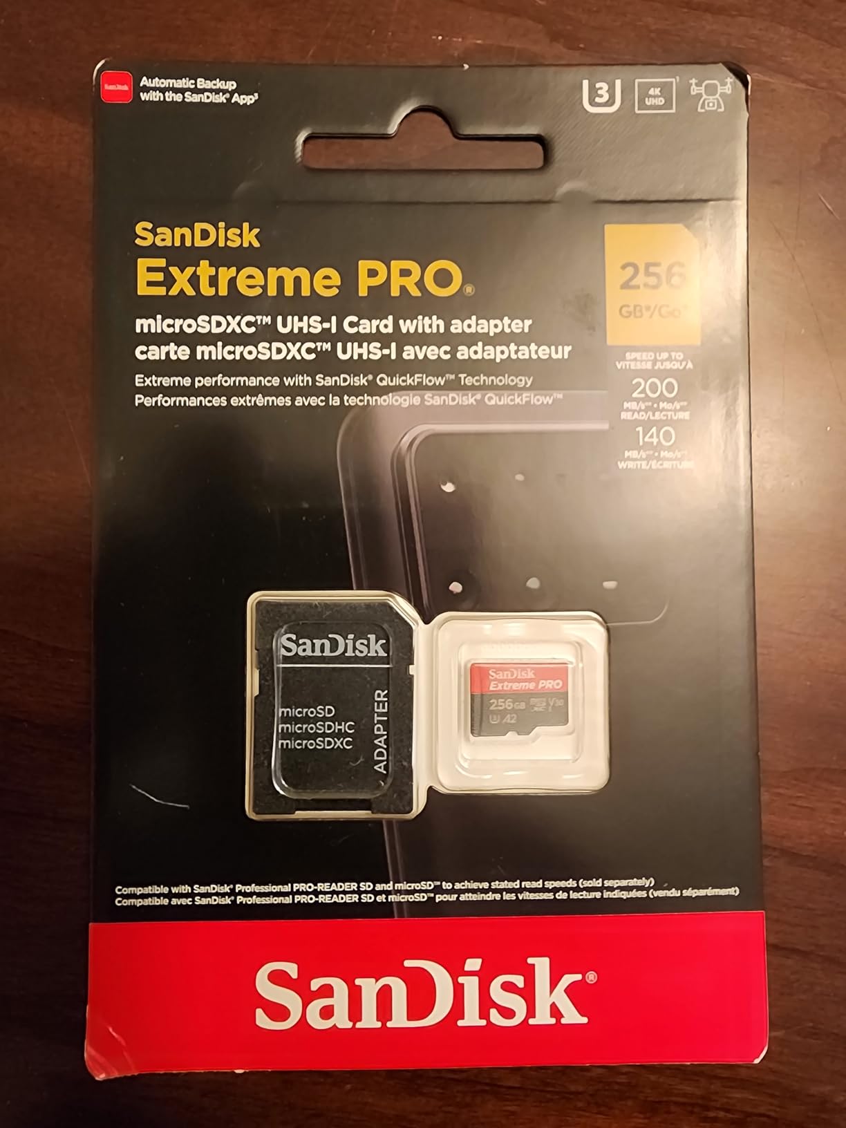 SanDisk 256GB Extreme PRO microSD UHS-I Card with Adapter C10, U3, V30, A2, 200MB/s Read 140MB/s Write SDSQXCD-256G-GN6MA - Customer Photo 1