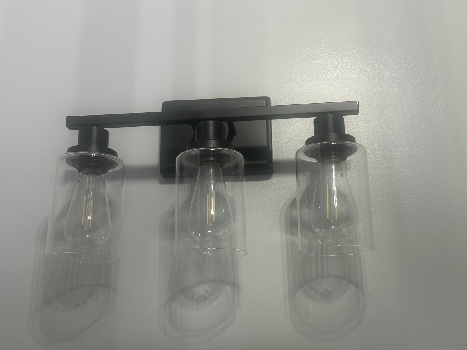 Ascher Bathroom Vanity Light Fixtures, 3 Light Wall Sconces Lighting with Clear Glass Shade, Brushed Nickel Wall Lights for Mirror, Kitchen, Living Room, Gallery, E26 Base - Customer Photo 1