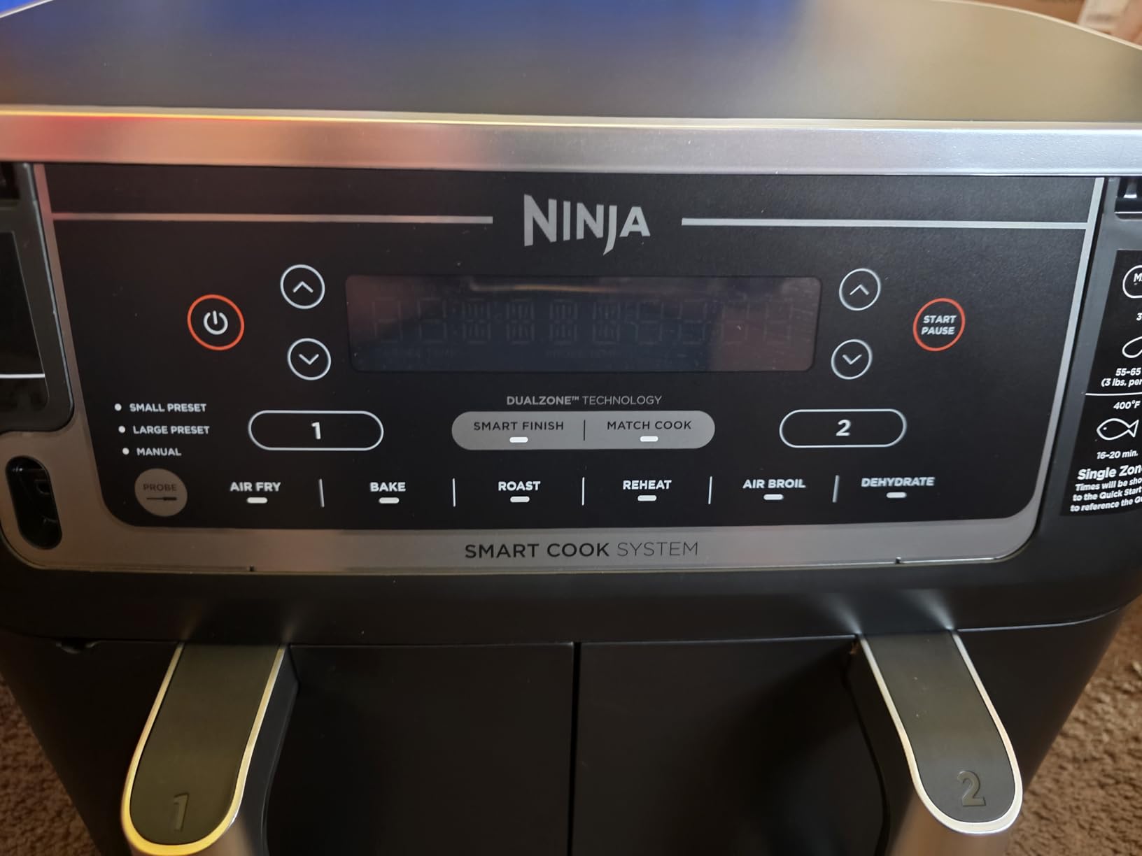 Ninja DZ550 Foodi 10 Quart 6-in-1 DualZone Smart XL Air Fryer with 2 Independent Baskets, Smart Cook Thermometer for Perfect Doneness, Match Cook & Smart Finish to Roast, Dehydrate & More, BLACK - Customer Photo 2