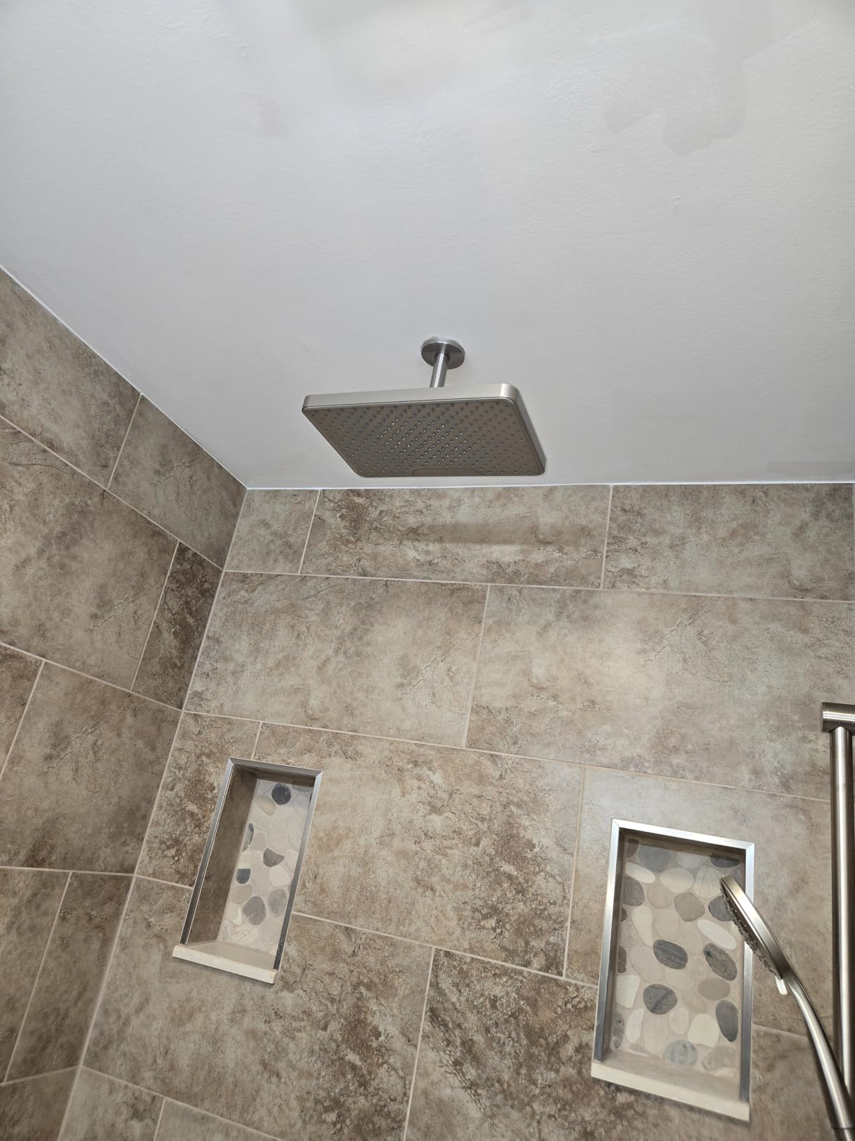 SparkPod 12 Inch Black Rain Shower Head - Ceiling or Wall Mount Rainfall Shower Head - Large Coverage Showerhead - Brass Ball Joint with 360° Adjustment - 1-Min Install (Midnight Black Matte) - Customer Photo 2