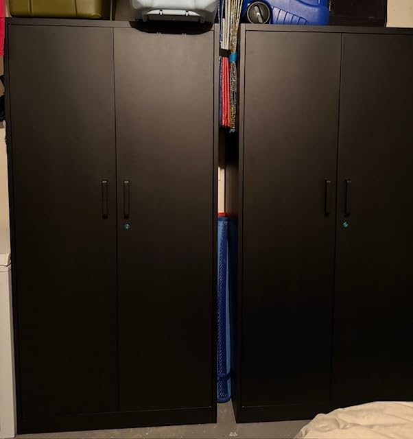 Yizosh Metal Garage Storage Cabinet with 2 Doors and 5 Adjustable Shelves - 71