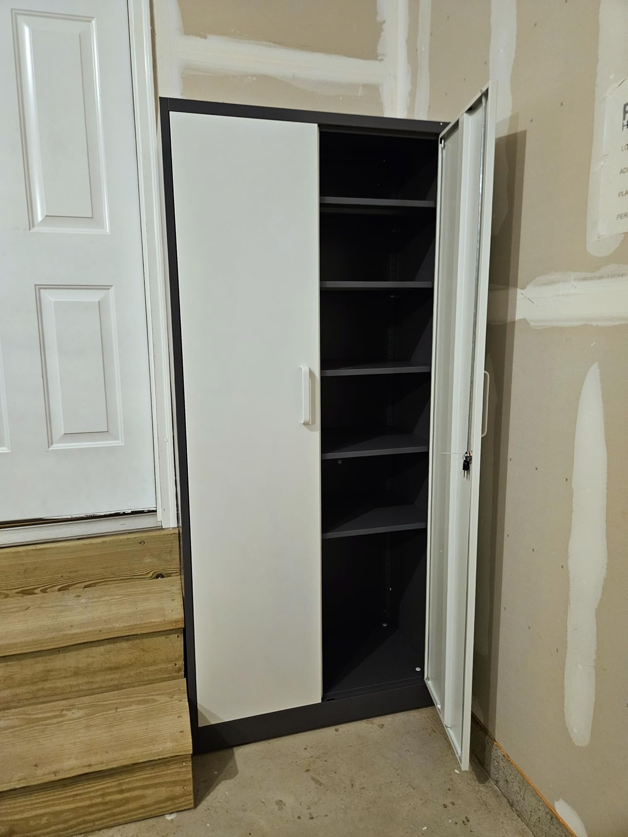 Yizosh Metal Garage Storage Cabinet with 2 Doors and 5 Adjustable Shelves - 71