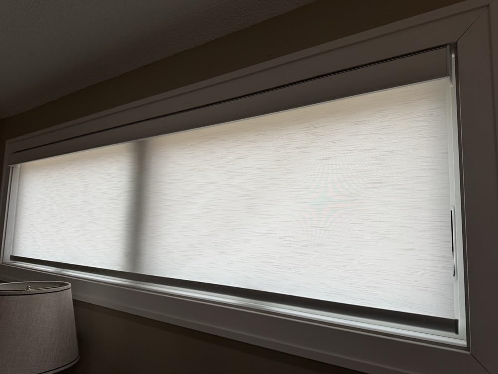 SmartWings Motorized Light Filtering Shades, Work with Matter Thread Z-wave Alexa Google, 70% Blackout Shades Translucent Cordless Window Shade with Remote Rechargeable Up 110