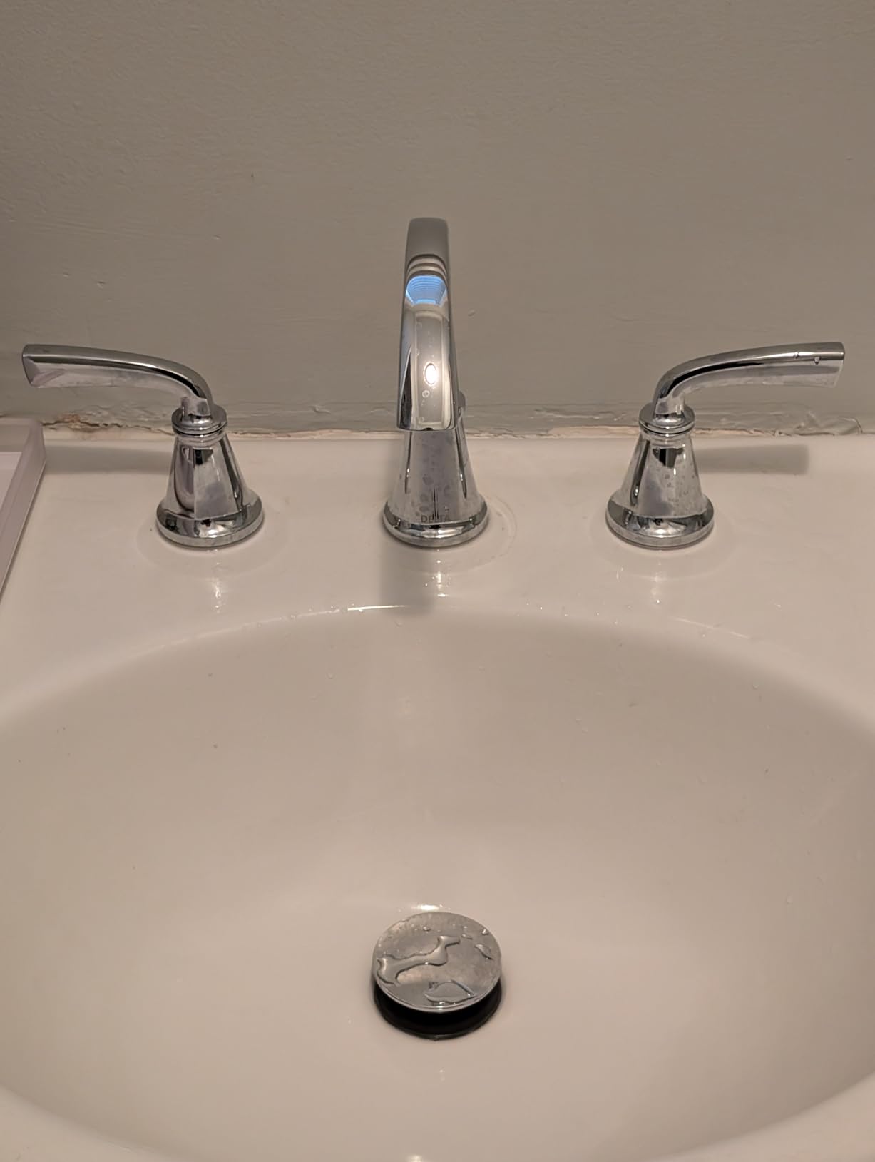 Delta Geist Brushed Nickel Bathroom Faucet 3 Hole, 8 Inch Widespread Bathroom Sink Faucet for Vanity, Push-Pop Drain Assembly, SpotShield Brushed Nickel 35864LF-SP - Customer Photo 2