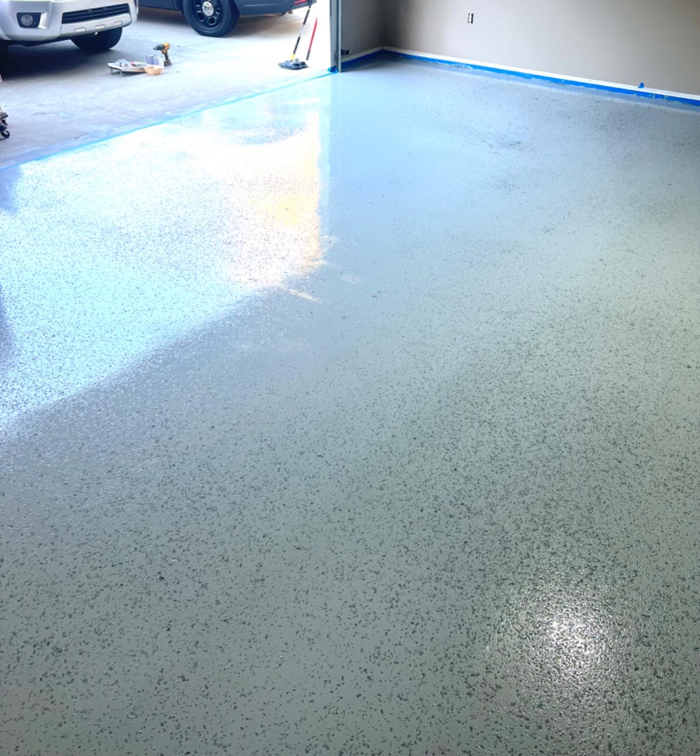 ArmorPoxy Garage Epoxy Floor Kit – 100% Solids - 2 Part Industrial-Grade Coating w/UltraGlaze Topcoat | DIY Slip & Hot Tire Resistant |300 Sq Ft - Medium Gray - 17 pc kit - Customer Photo 2