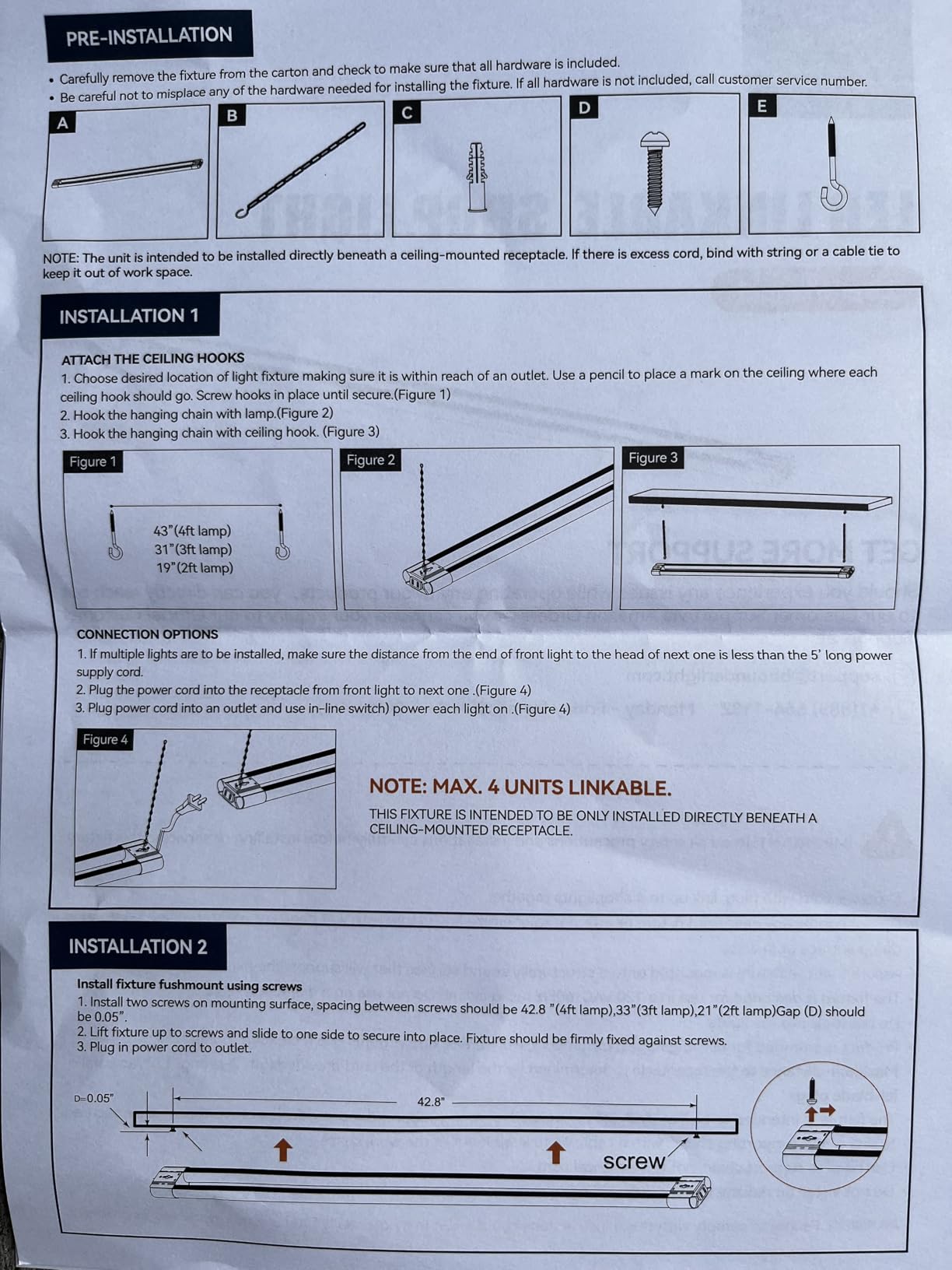 BBOUNDER 4 Pack Linkable LED Utility Shop Light, 4400 LM, Super Bright 6500K Cool Daylight, 4 FT Integrated Fixture for Garage, 40W Equivalent 250W, Surface + Suspension Mount, Black Customer Review BBOUNDER 4 Pack Linkable LED Utility Shop Light, 4400 LM, Super Bright 6500K Cool Daylight, 4 FT Integrated Fixture for Garage, 40W Equivalent 250W, Surface + Suspension Mount, Black - Customer Photo 2