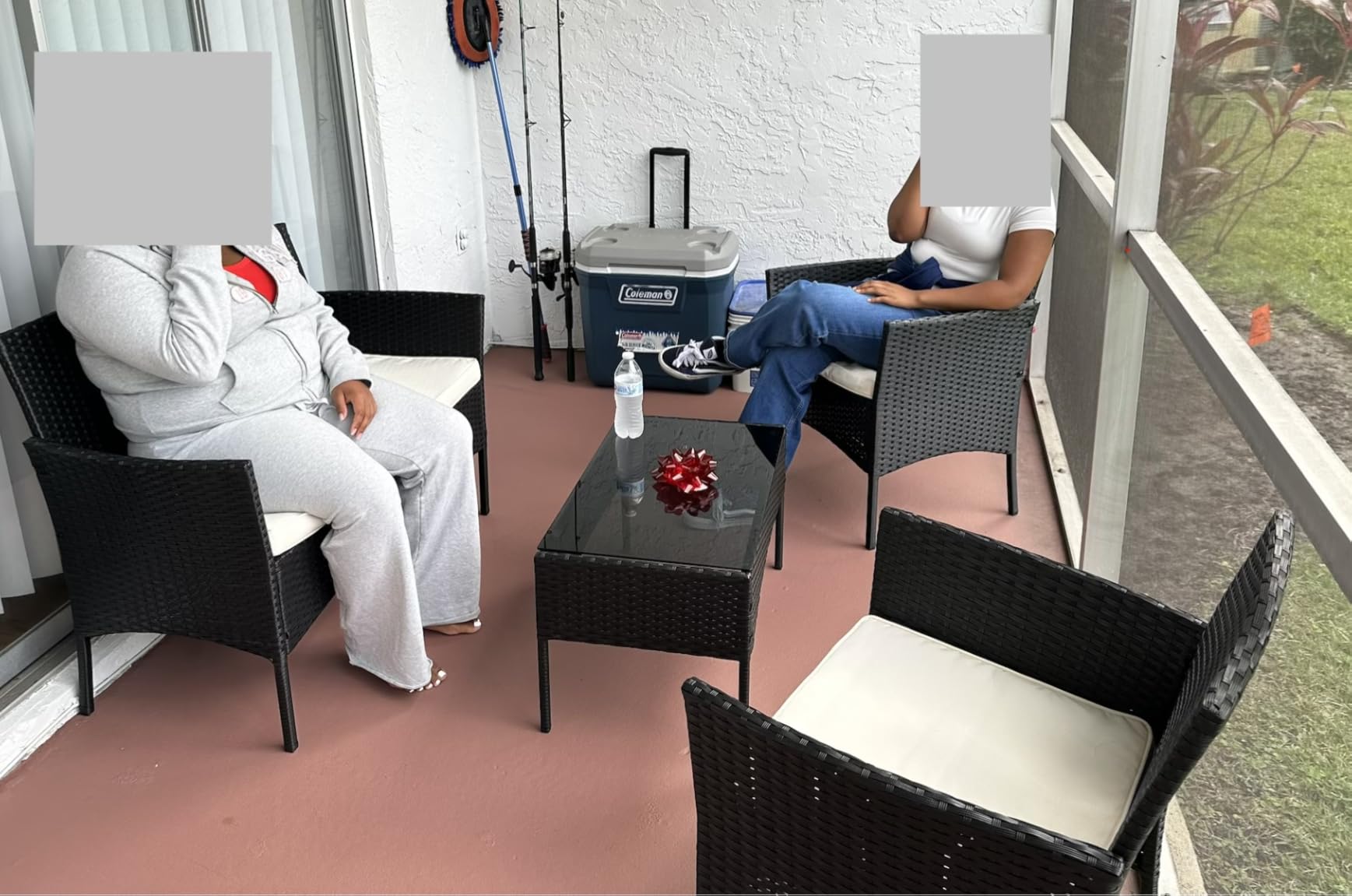 5 Pieces Patio Furniture Sets Outdoor Sectional Sofa Rattan Chair Wicker Conversation Set for Outdoor Backyard Porch Poolside Balcony Garden Furniture with Coffee Table,Khaki Cushion - Customer Photo 1