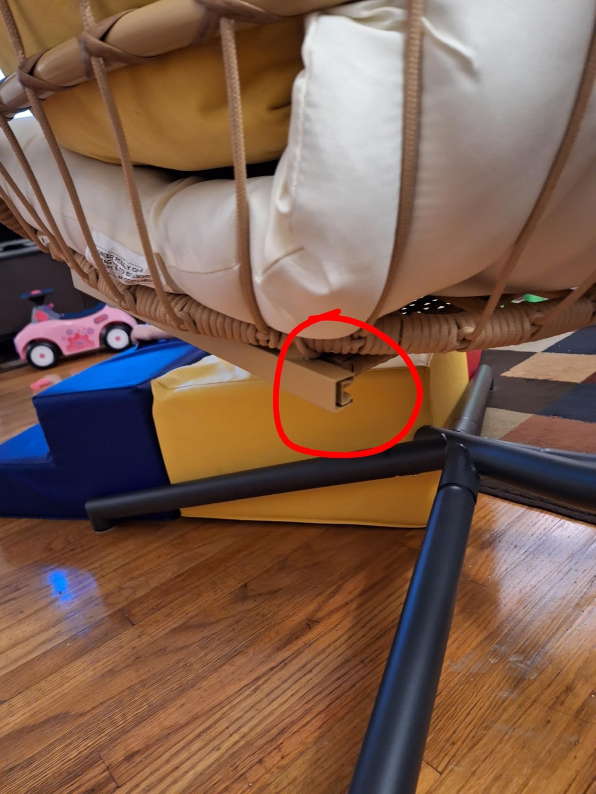 Yechen Egg Swing Chair with Stand, Rattan Wicker Hanging Egg Chair for Indoor Outdoor Bedroom Patio Hanging Basket Chair Hammock Chair with Aluminum Steel Frame, UV Resistant Cushion 350lbs Capacity - Customer Photo 1