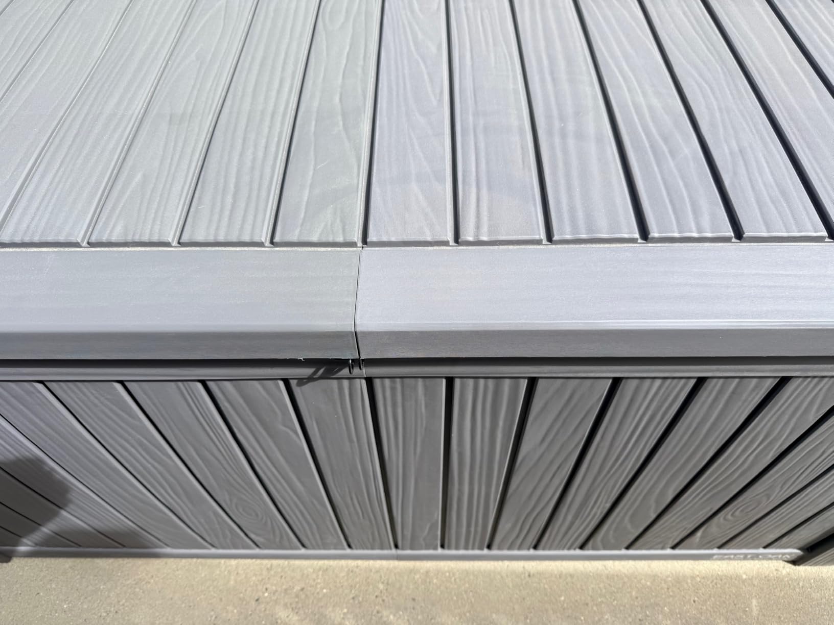 EAST OAK Outdoor Storage Box, 60 Gallon Deck Box Indoor and Outdoor Use, Waterproof Resin Storage Bin for Patio Cushions, Gardening Tools, Lockable, UV Resistant, Grey - Customer Photo 1