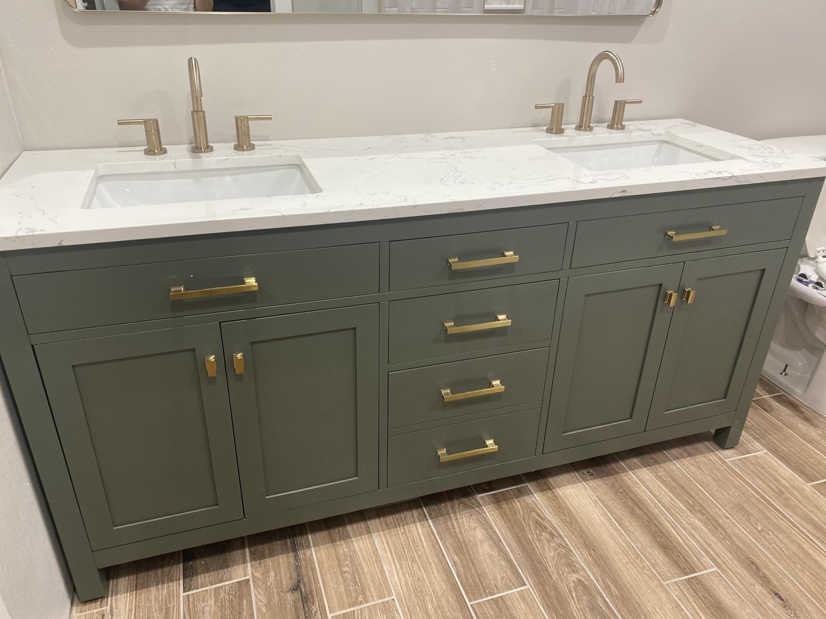 Delta Nicoli Brushed Gold Faucet 3 Hole, 8 Inch Widespread Bathroom Sink Faucet for Vanity, Push-Pop Drain Assembly, Champagne Bronze 35749LF-CZ - Customer Photo 2