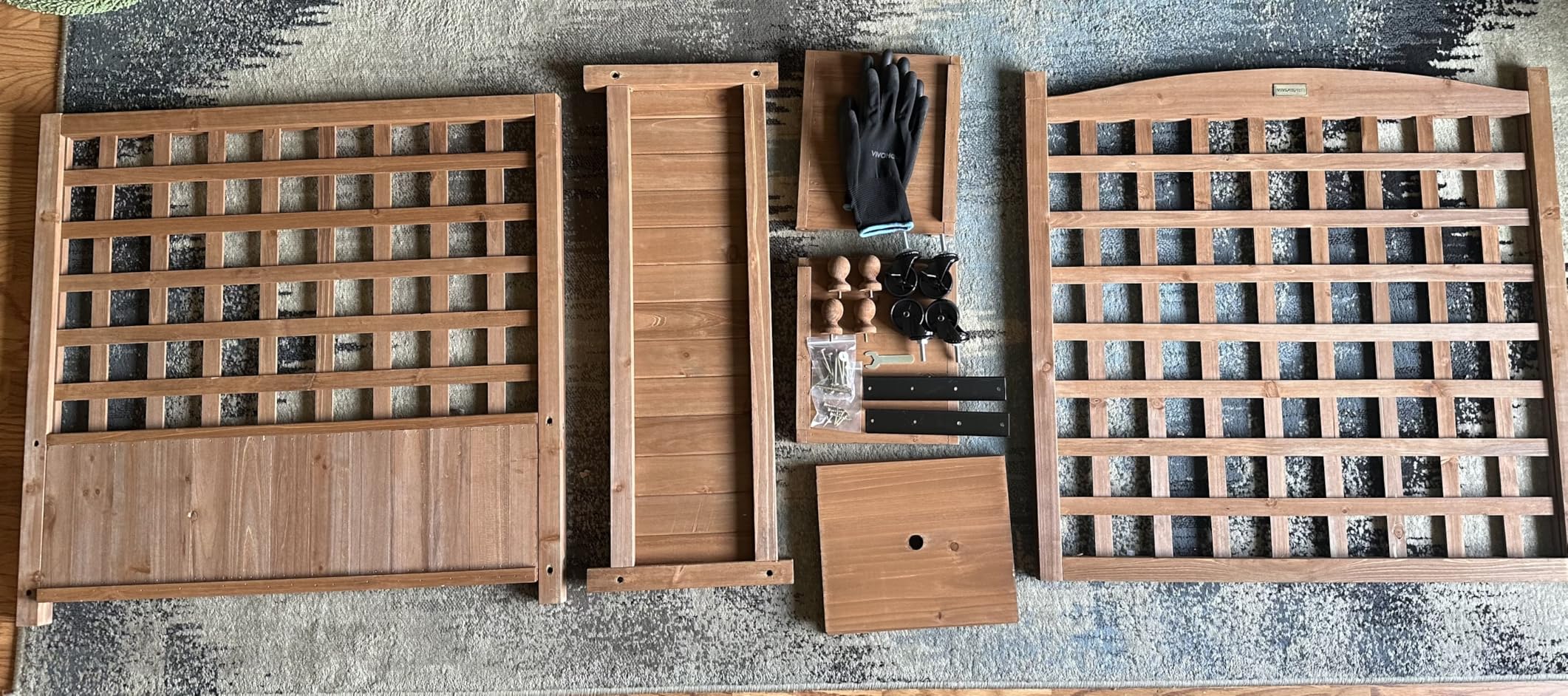 VIVOHOME Wood Planter Raised Garden Bed with Trellis 71 Inch Tall, Outdoor Garden Flower Standing Planter Box Privacy Screen Lattice Panels for Patio Deck Porch w/Drainage Holes(No Wheels) - Customer Photo 2