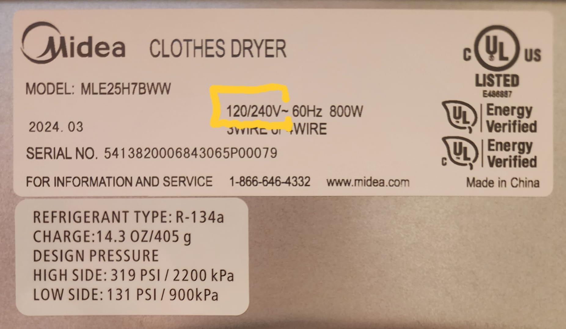 Midea MLE25H7BWW Heat Pump, Ventless Front Load Dryer Stackable Washing Machine, Energy Efficient and Space Saving, 4.4 Cu.ft, White - Customer Photo 1