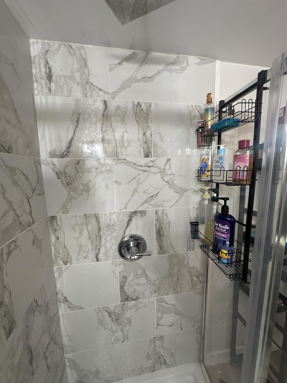 HapiRm 4 Tier Over the Door Shower Caddy, Hanging Shower Caddy with 22 Hooks and 2 Toothbrush Holders, No Drilling Adjustable Hanging Bathroom Organizer - Black - Customer Photo 1