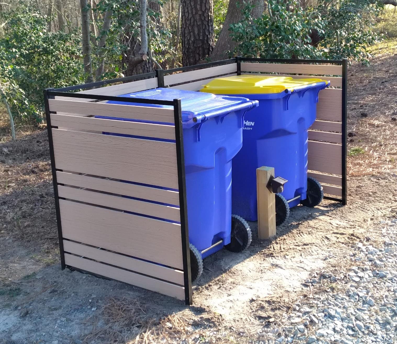 48in H x 40in W (2 Panels) No Dig Enclo Vienna Cedar Color Privacy Screen, Outdoor WoodTek Vinyl Privacy Fence Panel, Privacy Wall for Trash Cans & Air Conditioner Fence, Patio Privacy Screen, EC18017 - Customer Photo 1