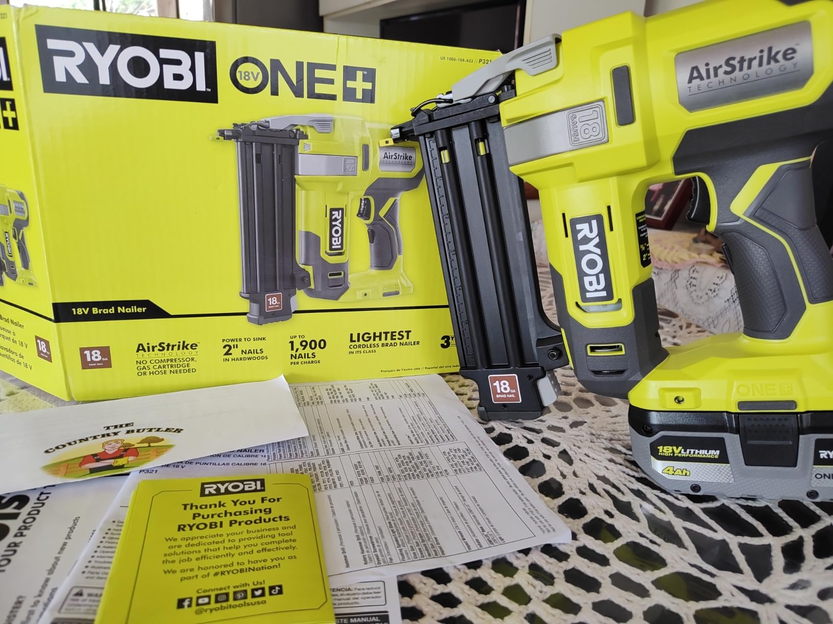 RYOBI 18-G Cordless Brad Nailer (Tool Only),Model: P321 Customer Review RYOBI 18-G Cordless Brad Nailer (Tool Only),Model: P321 - Customer Photo 2