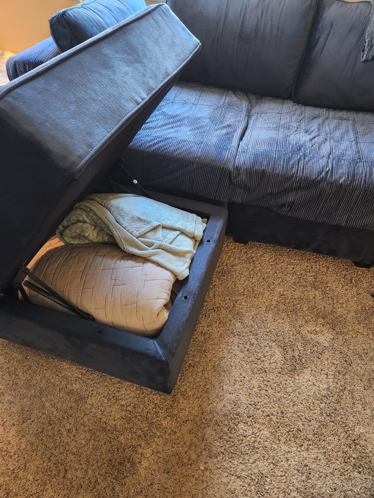 Belffin Modular Sectional Sofa with Ottomans Velvet Reversible Sleeper Sectional Sofa with Chaise Modular Sleeper Sofa Bed with Storage Seat Blue - Customer Photo 2