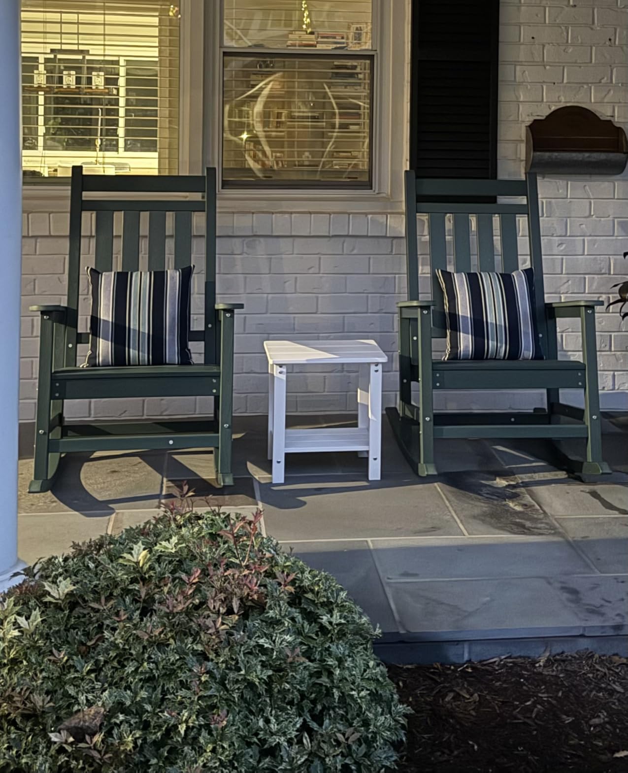 SERWALL Outdoor Rocking Chair Set of 2, HDPE Rocking Chairs for Adult, All Weather Porch Rockers for Lawn Garden, Grey - Customer Photo 2