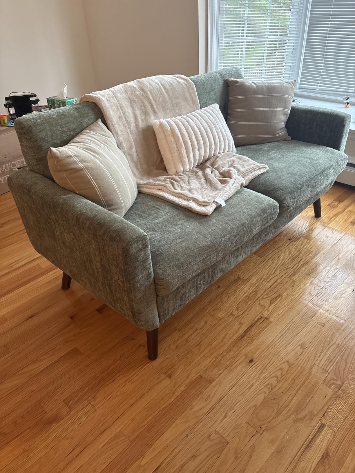 Tbfit Accent Chair, Reading Chair for Living Room & Bedroom, Mid Century Modern Arm Chair, Button Tufted Upholstered Accent Chairs Sofa with Solid Wood Frame, Grey - Customer Photo 2