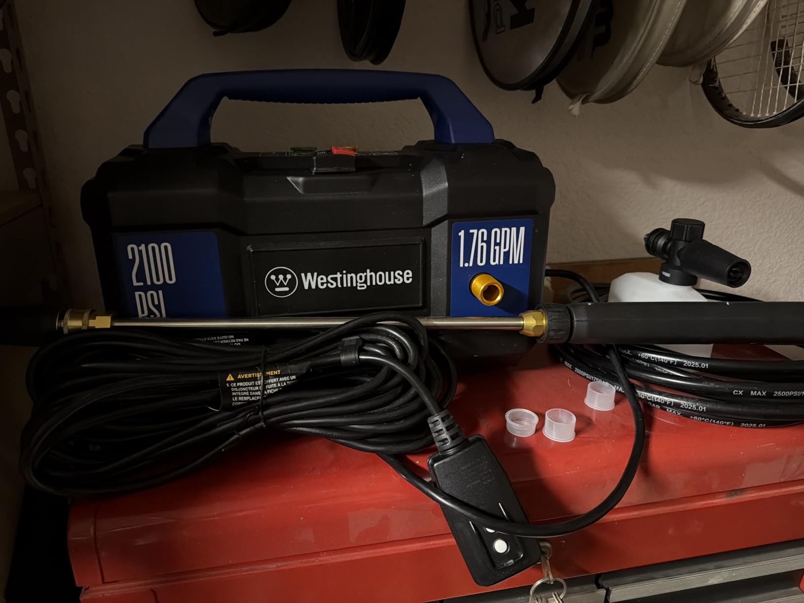 Westinghouse ePX3100v Electric Pressure Washer, 2100 Max PSI 1.76 Max GPM, Built-in Carry Handle, Detachable Foam Cannon, Pro-Style Steel Wand, 3-Nozzle Set, for Cars/Fences/Driveways/Home/Patios - Customer Photo 1