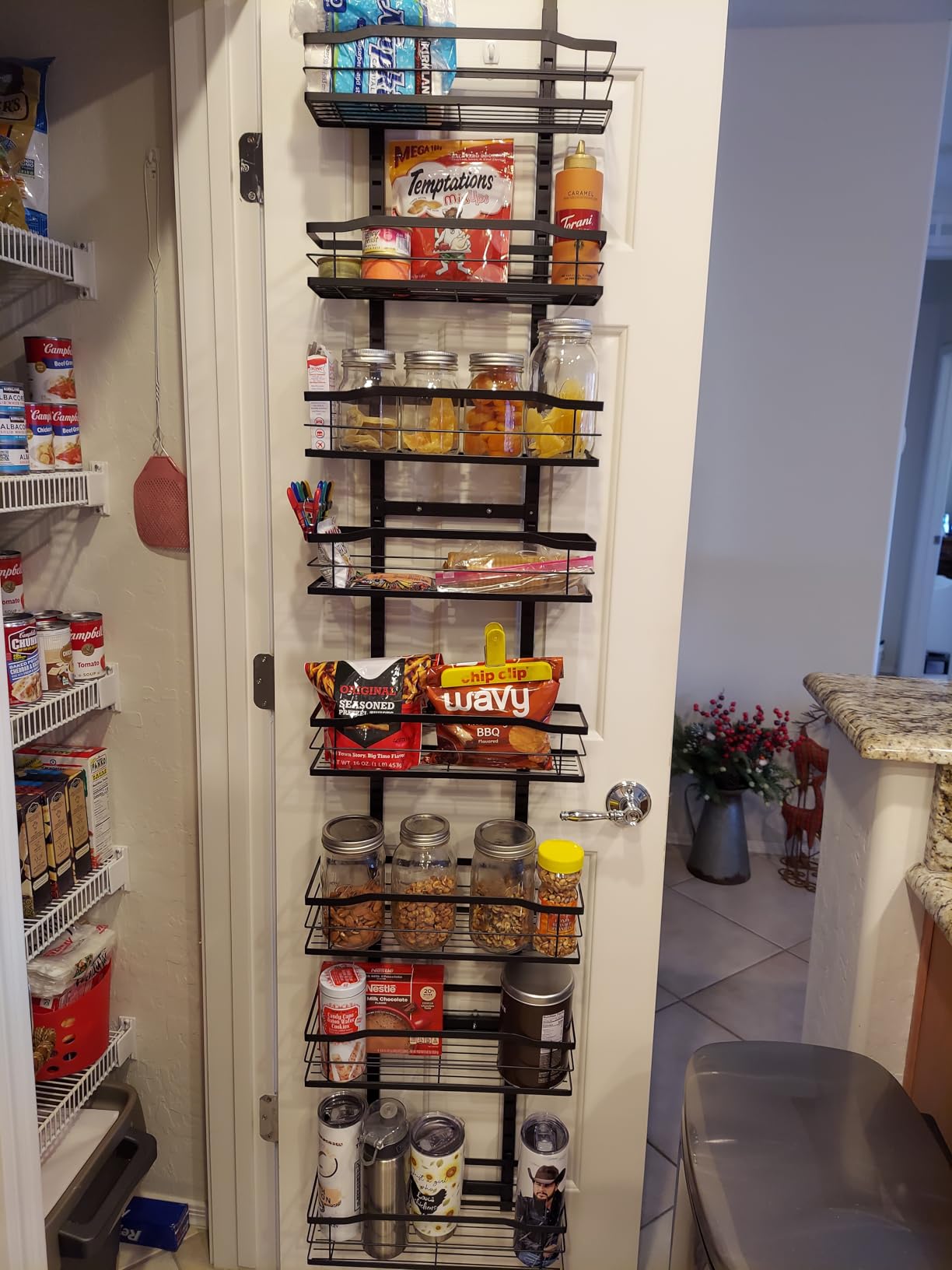 Moforoco White 9-Tier Over The Door Pantry Organizer, Pantry Organization And Storage, Metal Hanging Spice Rack Shelves Door, Home & Kitchen Essentials, Laundry Room Bathroom Organization - Customer Photo 2