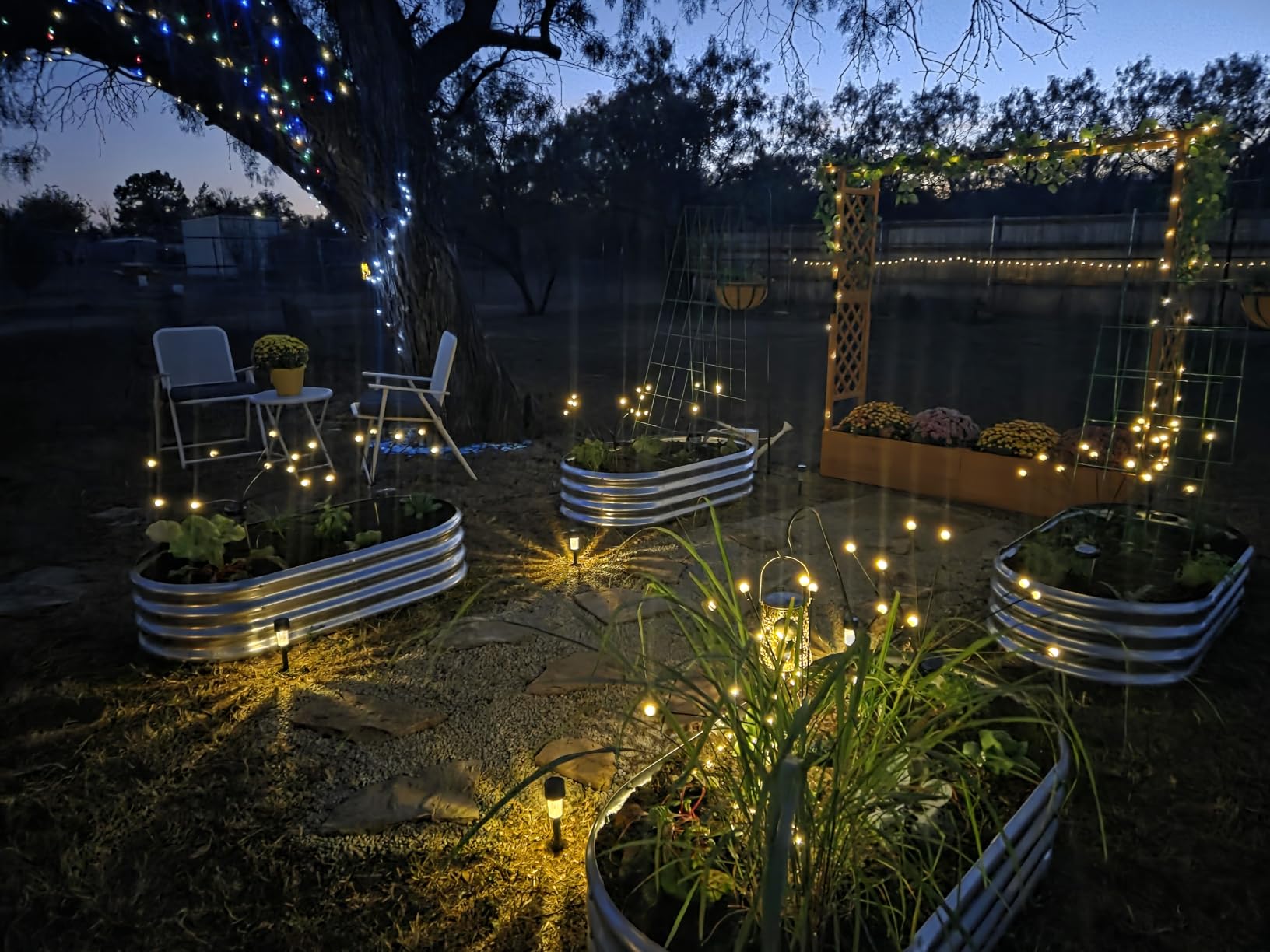 S AFSTAR Raised Garden Bed with Arch Trellis, Wood Planter Box with Hanging Roof, Side Trellis, 4 Drainage Holes, Above Ground Elevated Garden Bed for Outdoor Climbing Plants Vines Patio - Customer Photo 1