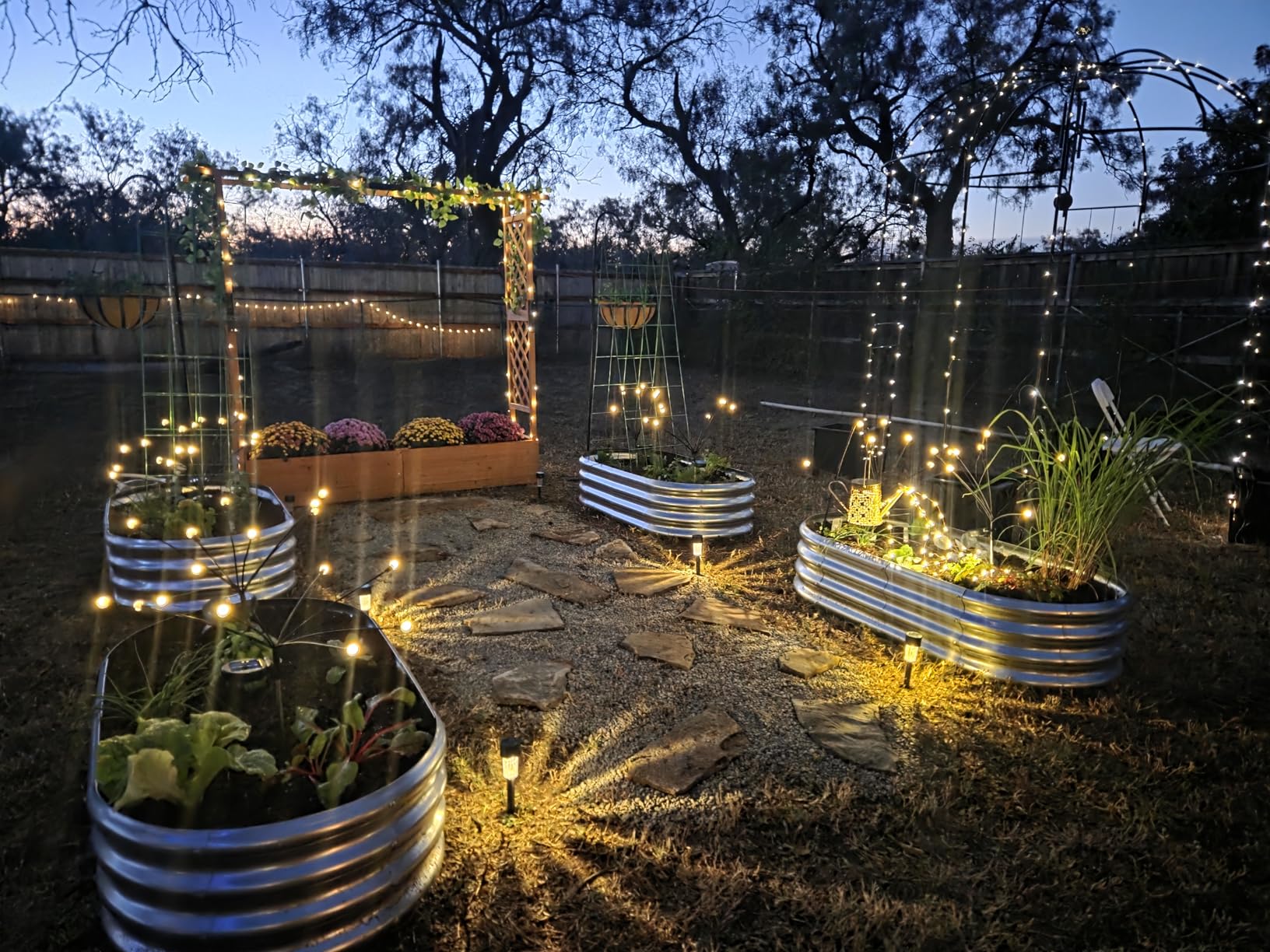 S AFSTAR Raised Garden Bed with Arch Trellis, Wood Planter Box with Hanging Roof, Side Trellis, 4 Drainage Holes, Above Ground Elevated Garden Bed for Outdoor Climbing Plants Vines Patio - Customer Photo 2