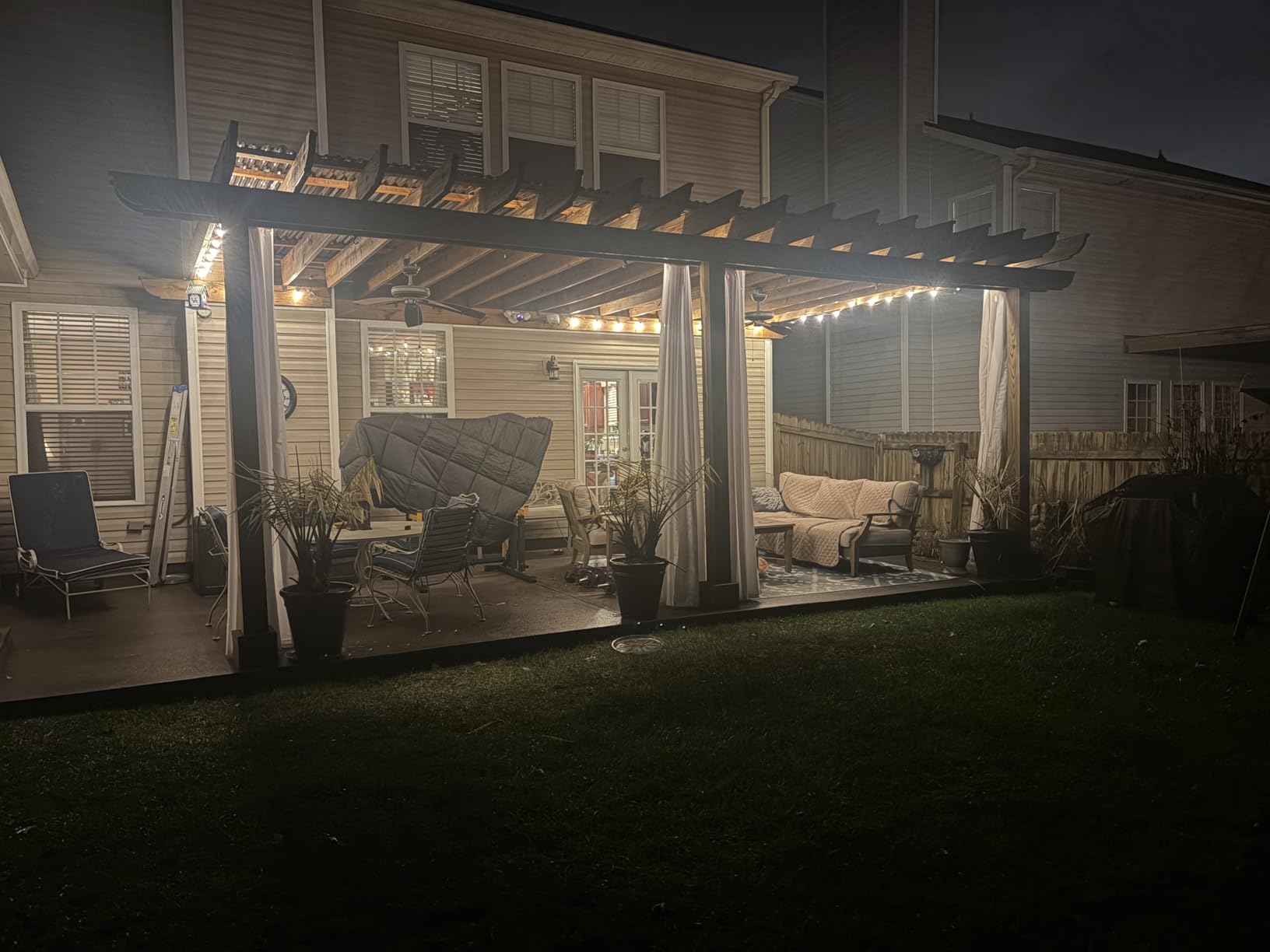 HolidayIdeas Outdoor Curtains for Patio Waterproof, 4 Panels - 54 x 84 Inch - Privacy Protection & Light Filtering Curtains Cream Grommet Outside Curtains for Porch, Gazebo, Pergola, Backyard - Customer Photo 2