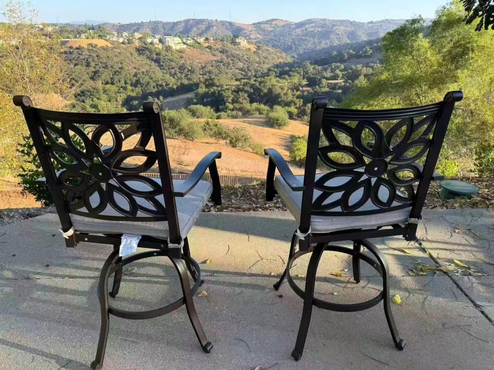 Sophia & William 7 Pieces Cast Aluminium Patio Bar Set for 6, Round Outdoor Bar Height Table and Swivel Bar Stools, Patio High Top Pub Set with Bar Counter Height Chairs and 2.2 Sophia & William 7 Pieces Cast Aluminium Patio Bar Set for 6, Round Outdoor Bar Height Table and Swivel Bar Stools, Patio High Top Pub Set with Bar Counter Height Chairs and 2.2